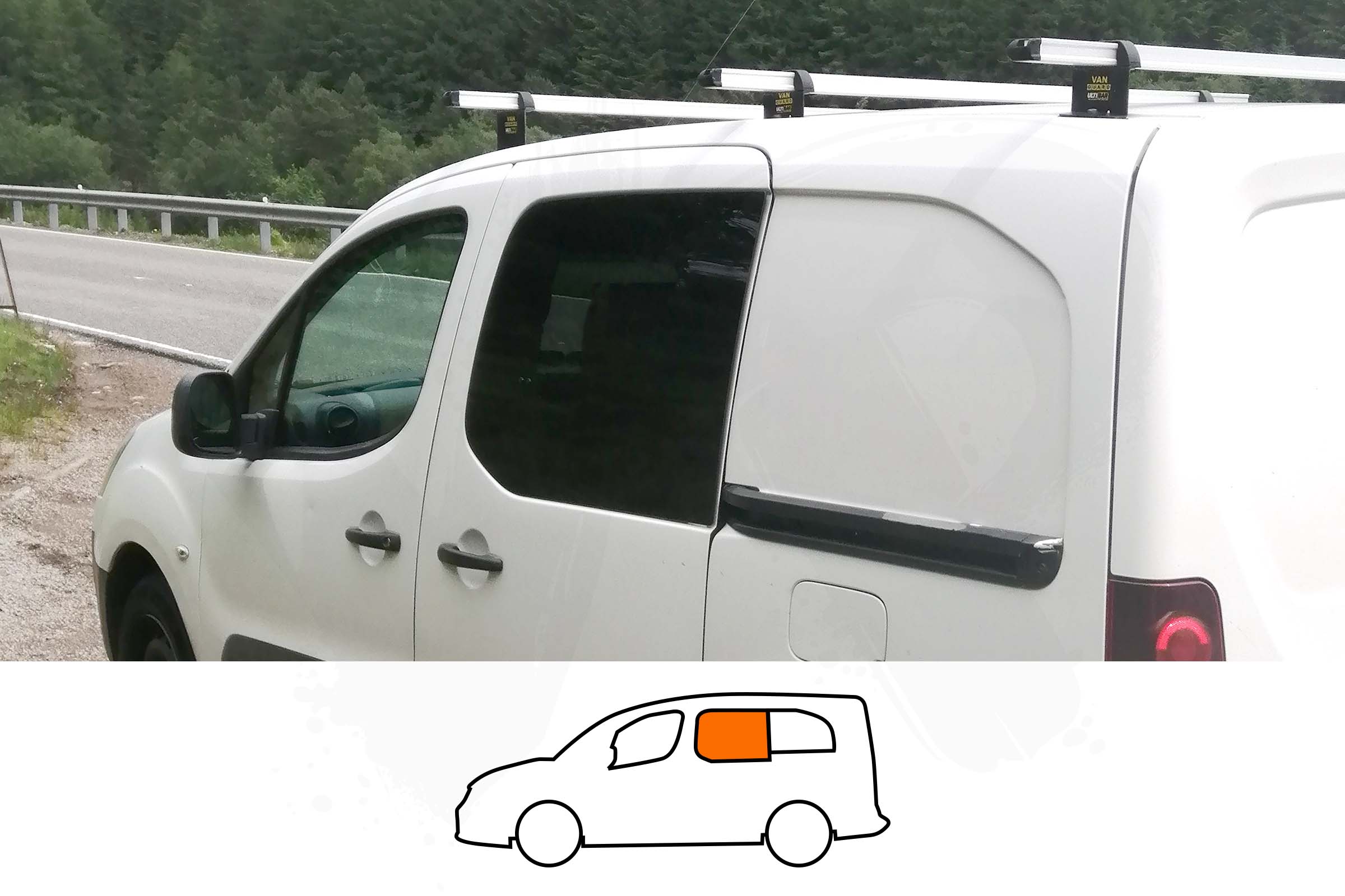 Partner 08-18 /Berlingo 08-19 N/S/F Fixed Window in Privacy Tint