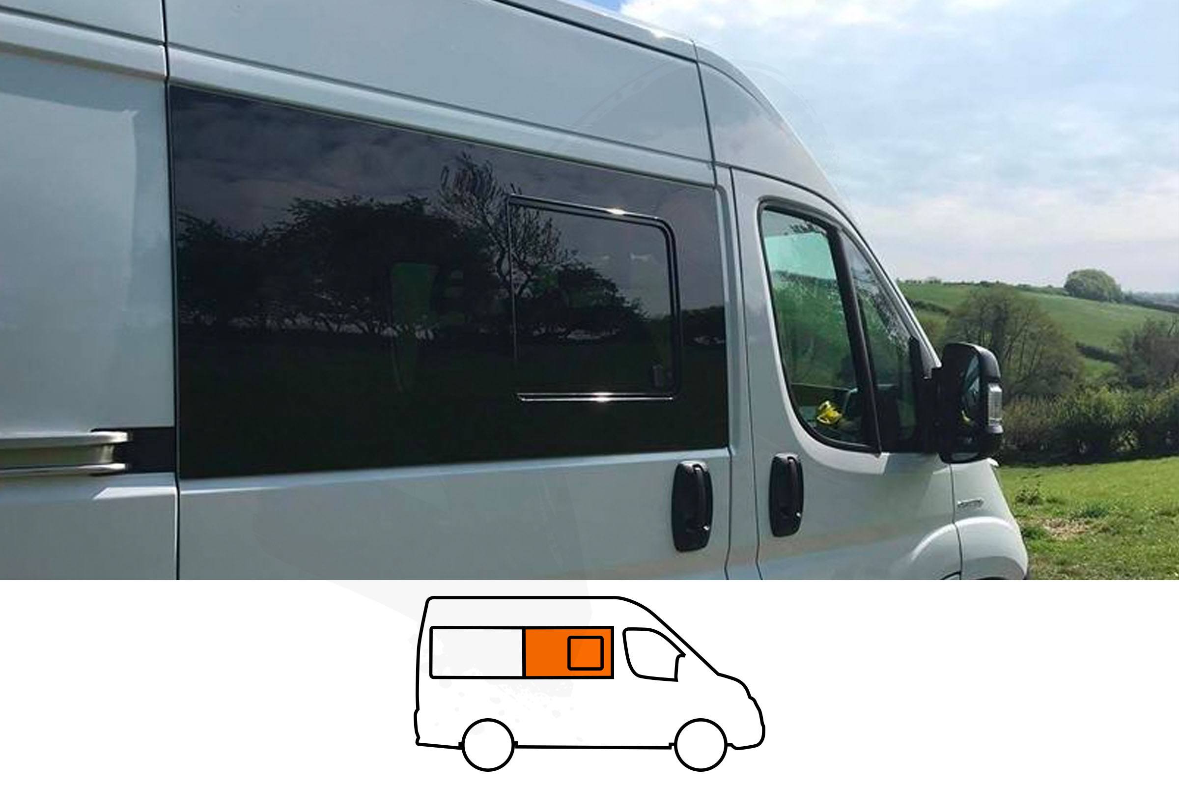 Ducato/Boxer/Relay/Movano (SWB) O/S Front Opening Window in Privacy Tint