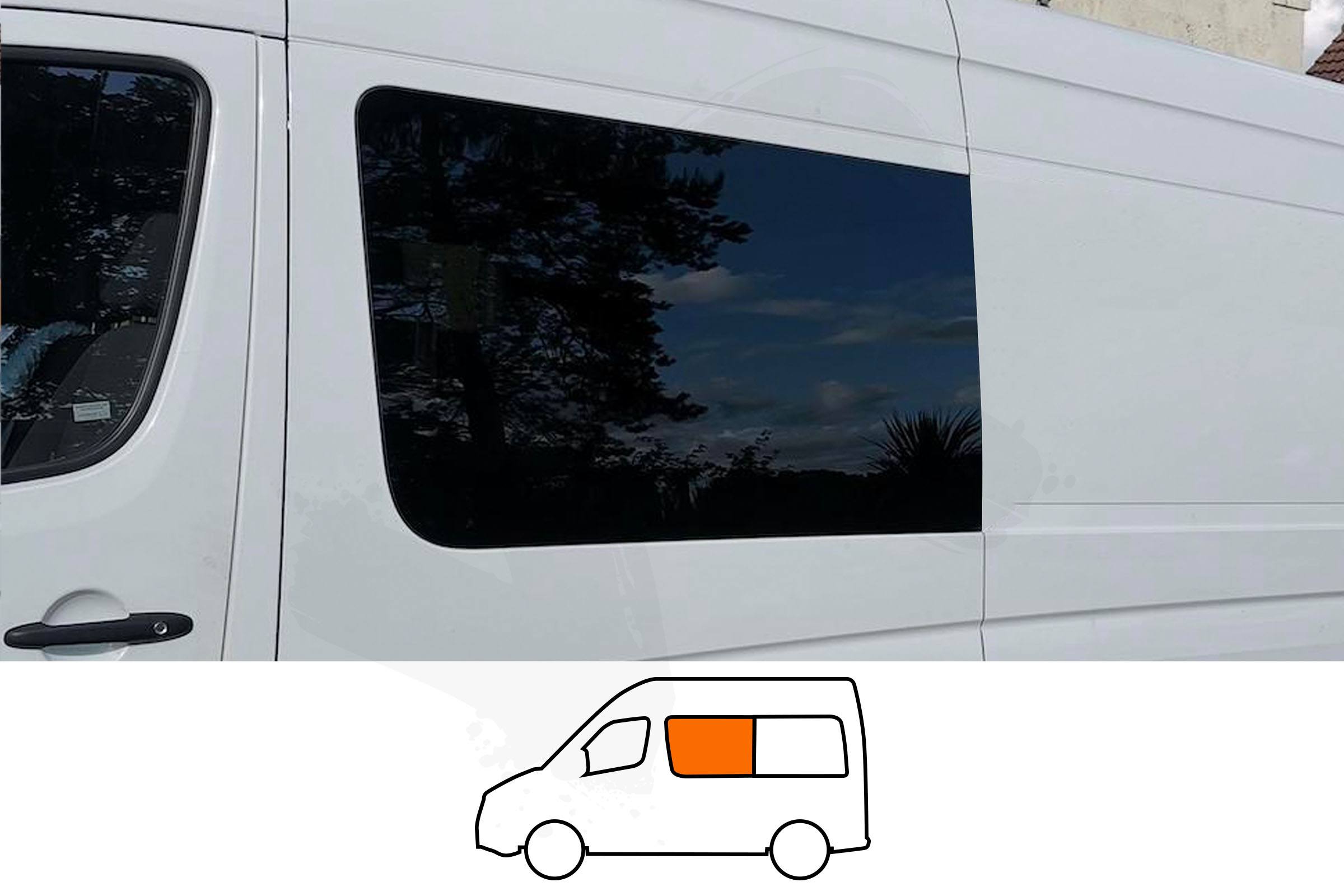 Sprinter 06-25/Crafter 06-17 N/S/F Fixed Window in Privacy Tint SWB