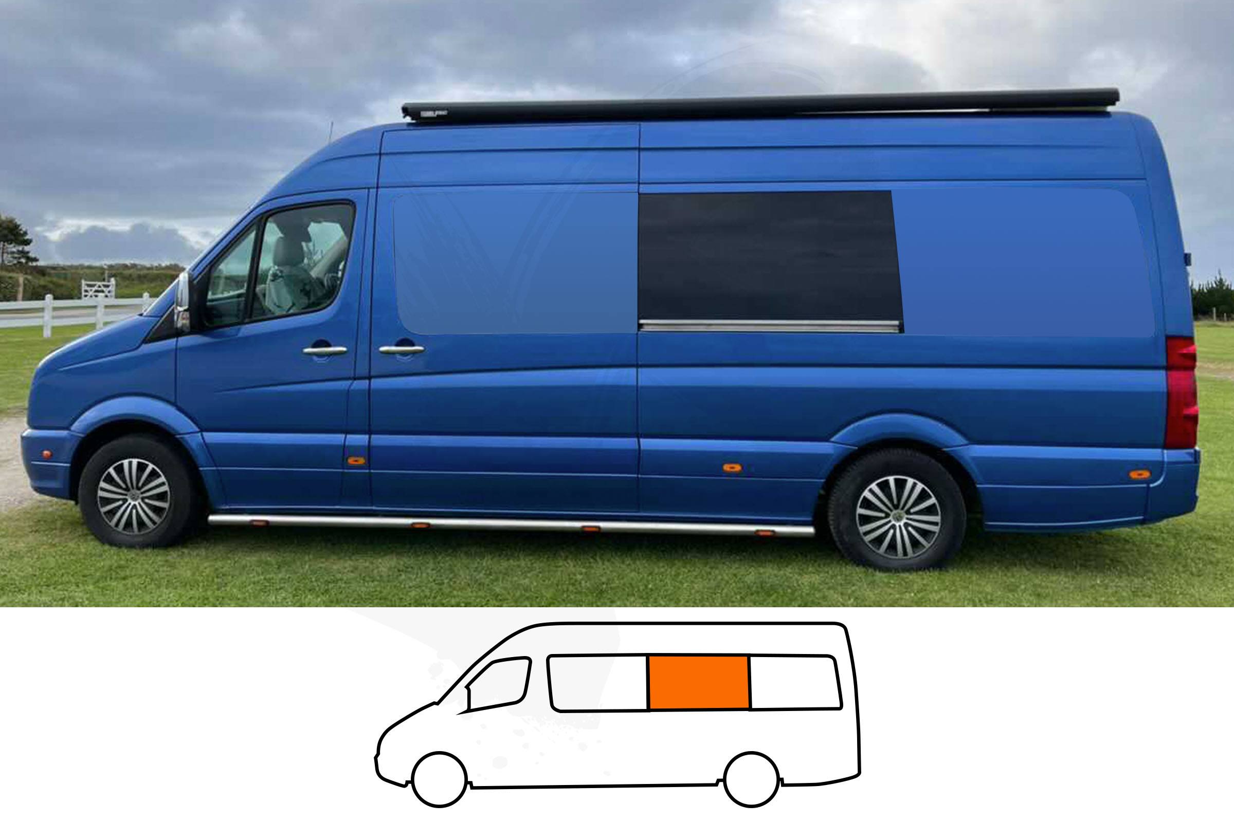 Sprinter 06-25/Crafter 06-17 LWB/XLWB N/S/M Fixed Window in Privacy Tint