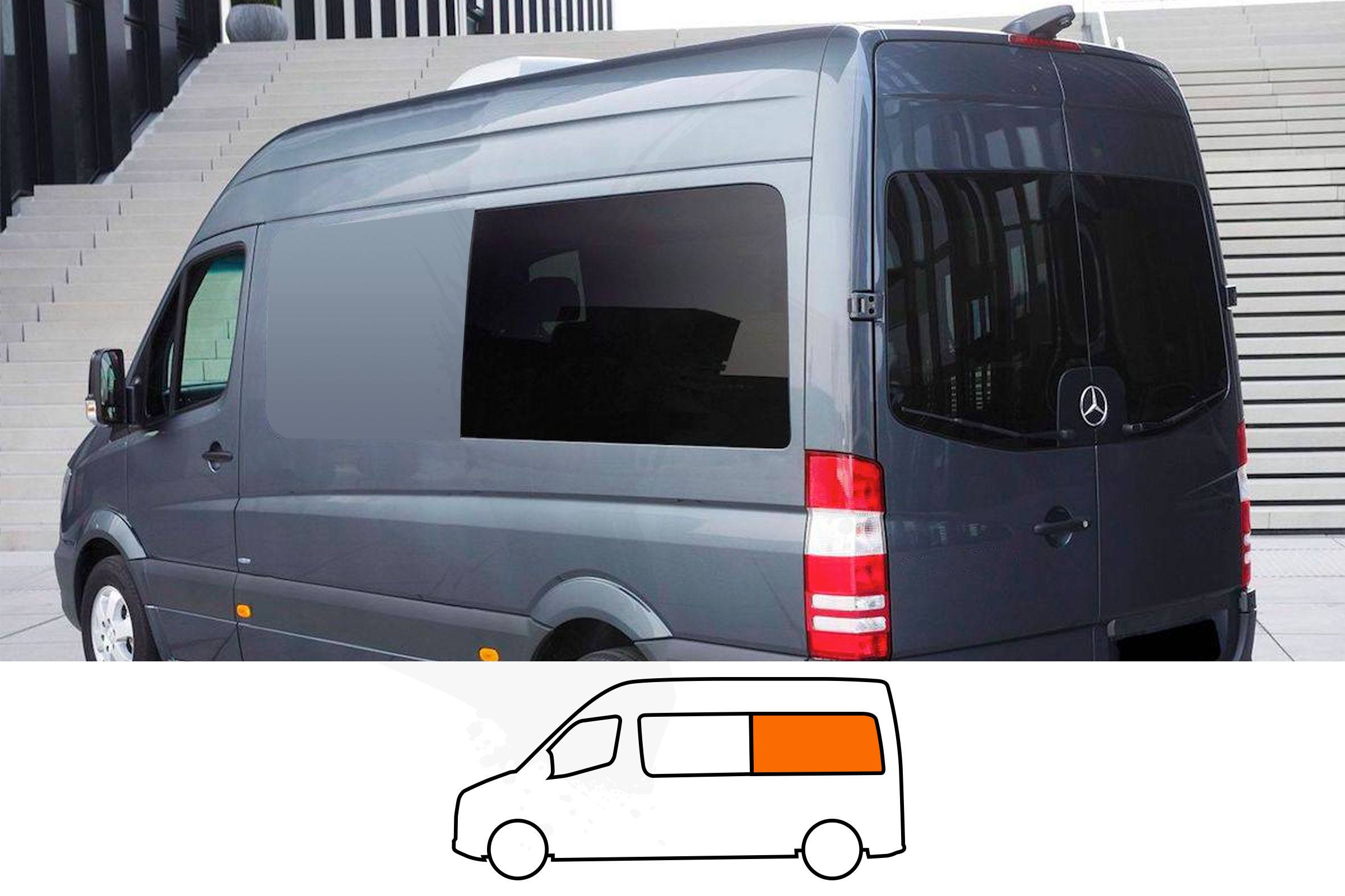 Sprinter 06-25/Crafter 06-17 N/S/R Fixed Window in Privacy Tint MWB