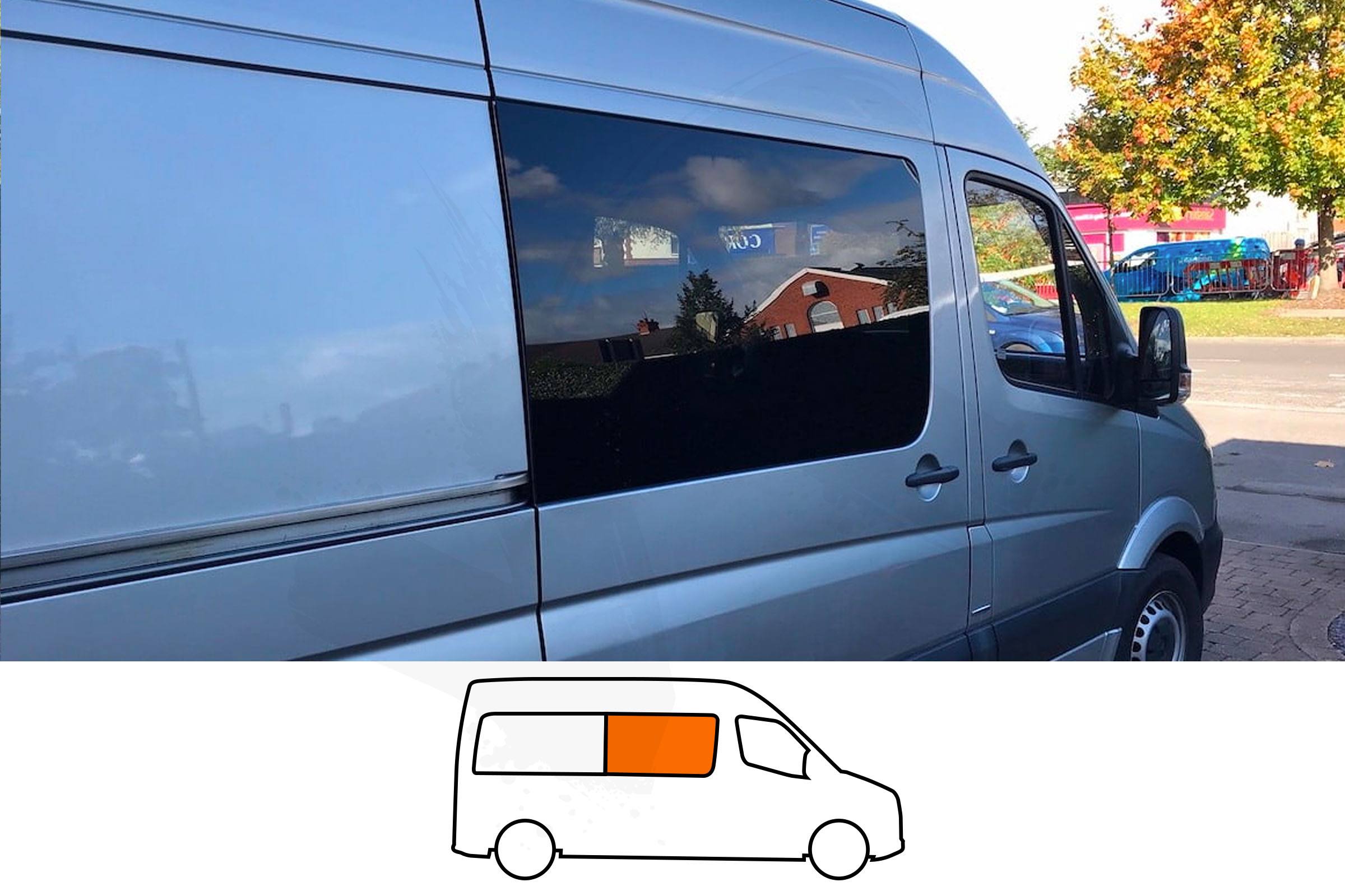 Sprinter 06-25 /Crafter 06-17 MWB/LWB/XLWB O/S/F Fixed Window in Privacy Tint