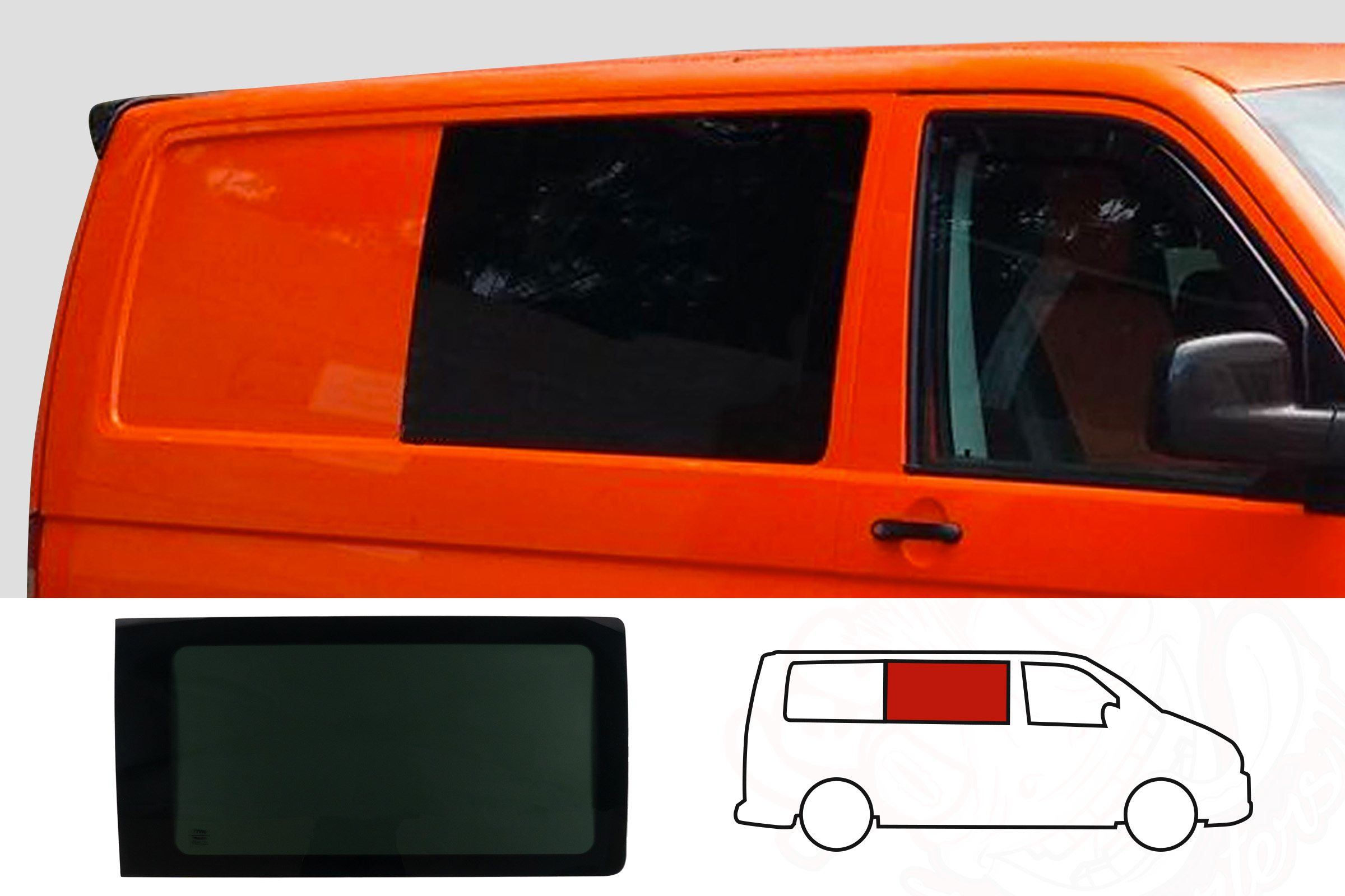 VW T5/T5.1/T6/T6.1 O/S/Front Fixed Window In Privacy Tint (Offside)