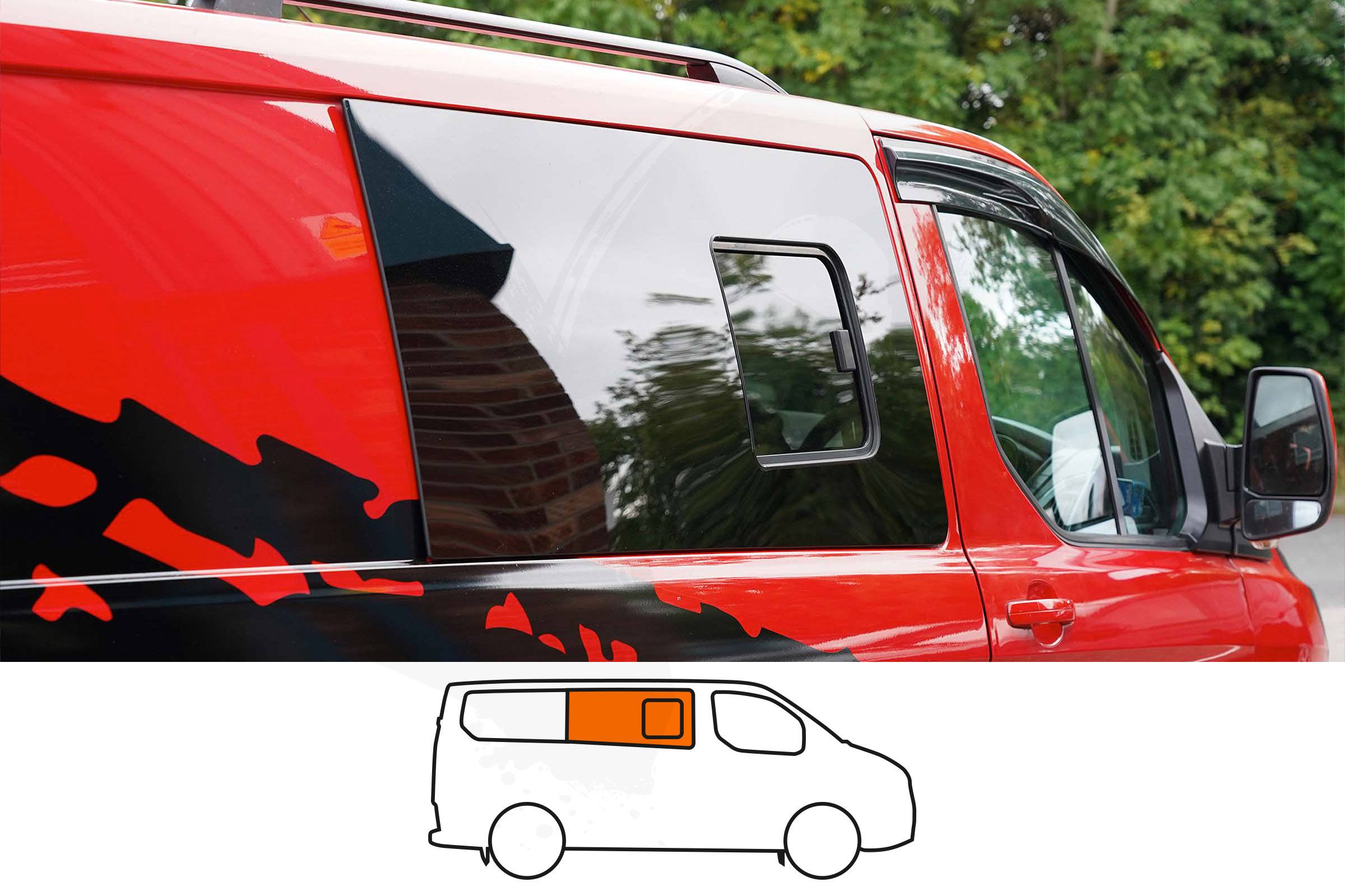 Ford Transit Custom O/S/F Opening Window in Privacy Tint (SWB/LWB)