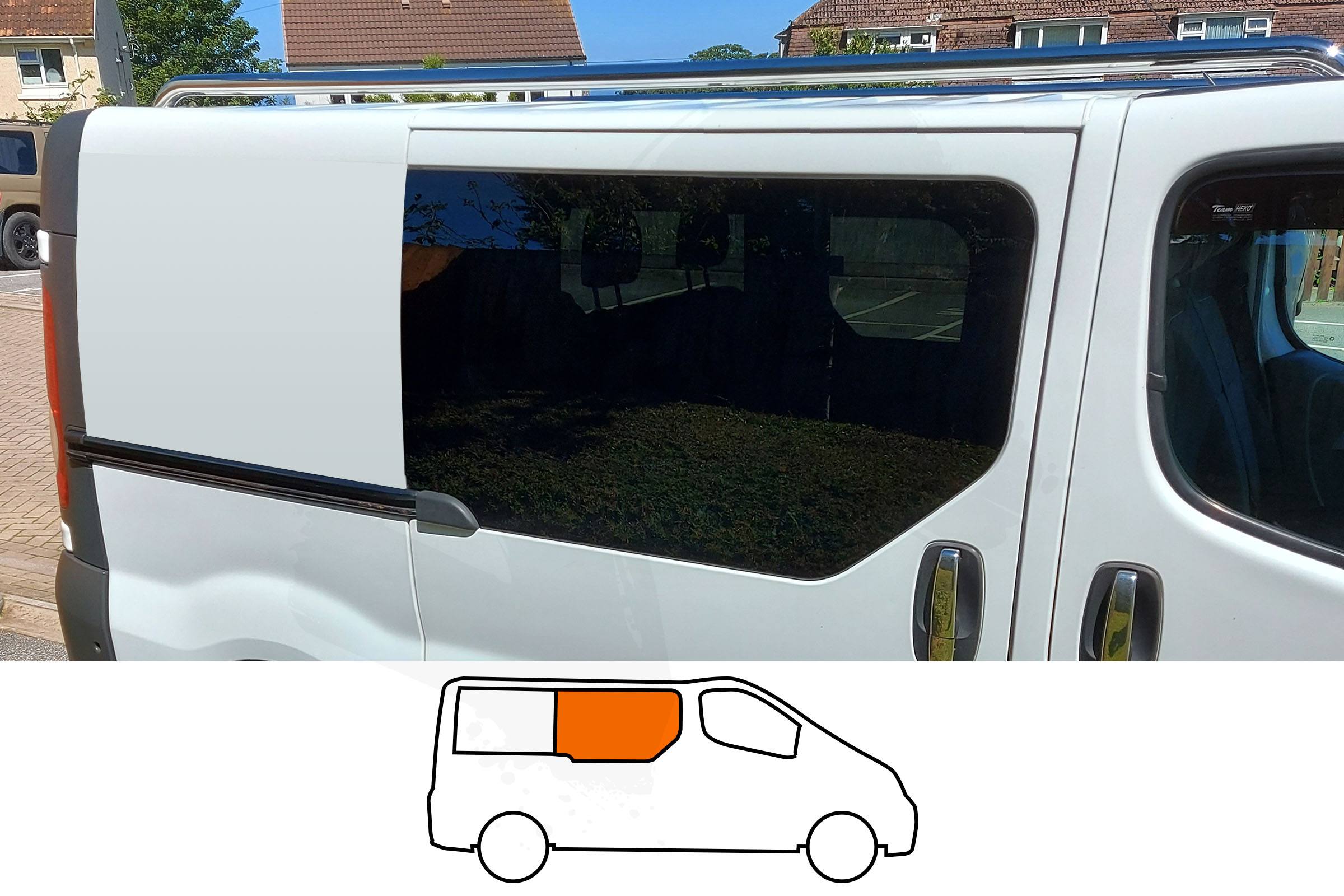 Trafic/Vivaro/Primastar O/S/F Fixed Window in Privacy Tint FOR SLIDING DOOR