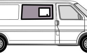 Alternative view of VW T4 O/S/Front Opening Window In Privacy Tint (Offside)