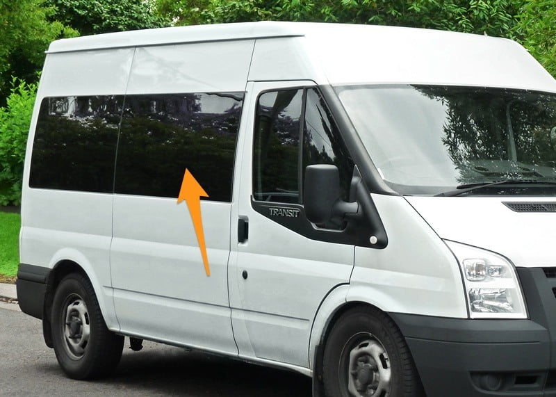 Ford Transit O/S/F Opening Window in Privacy Tint MWB/LWB - Image 2