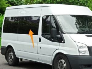 Alternative view of Ford Transit O/S/F Fixed Window in Privacy Tint MWB/LWB