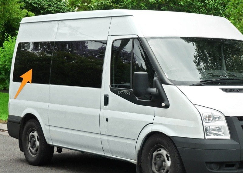 Ford Transit O/S/R Fixed Rear 1/4 Window in Privacy Tint MWB - Image 2