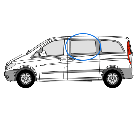 Mercedes Vito 2014> N/S/F Fixed Window in Privacy Tint