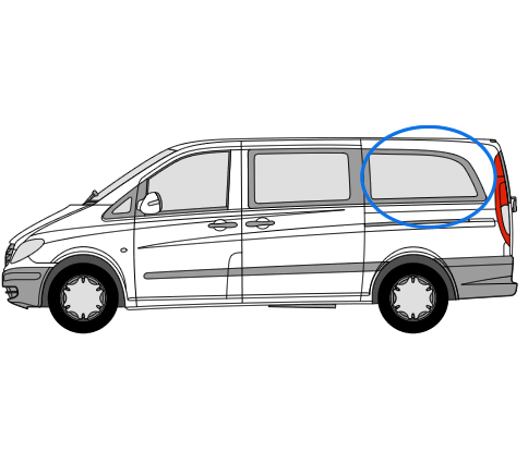 Mercedes Vito 2014> N/S/R Fixed Window in Privacy Tint LWB