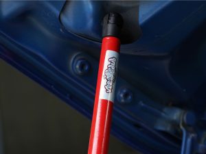 Alternative view of VW T6/T6.1 Red Gas Bonnet Strut