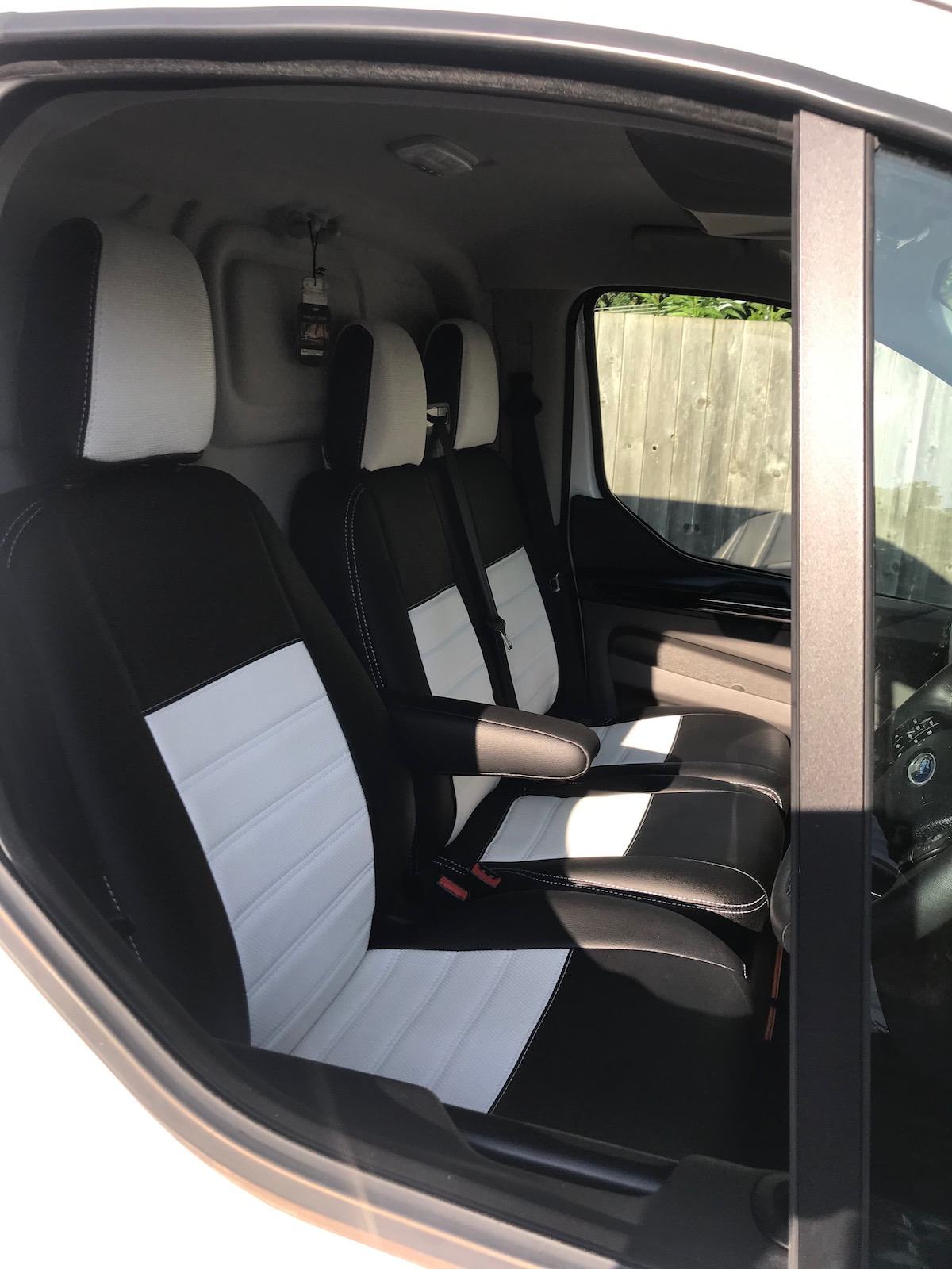 Ford Transit Custom Punched Leather Style Seat Covers - White