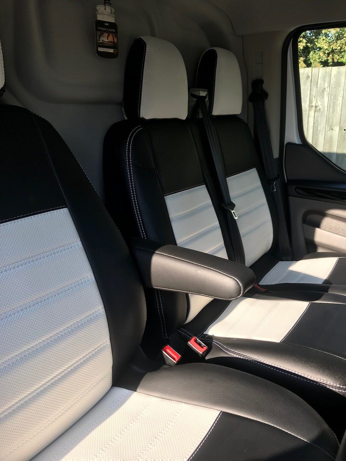 Ford Transit Custom Punched Leather Style Seat Covers - White - Image 2
