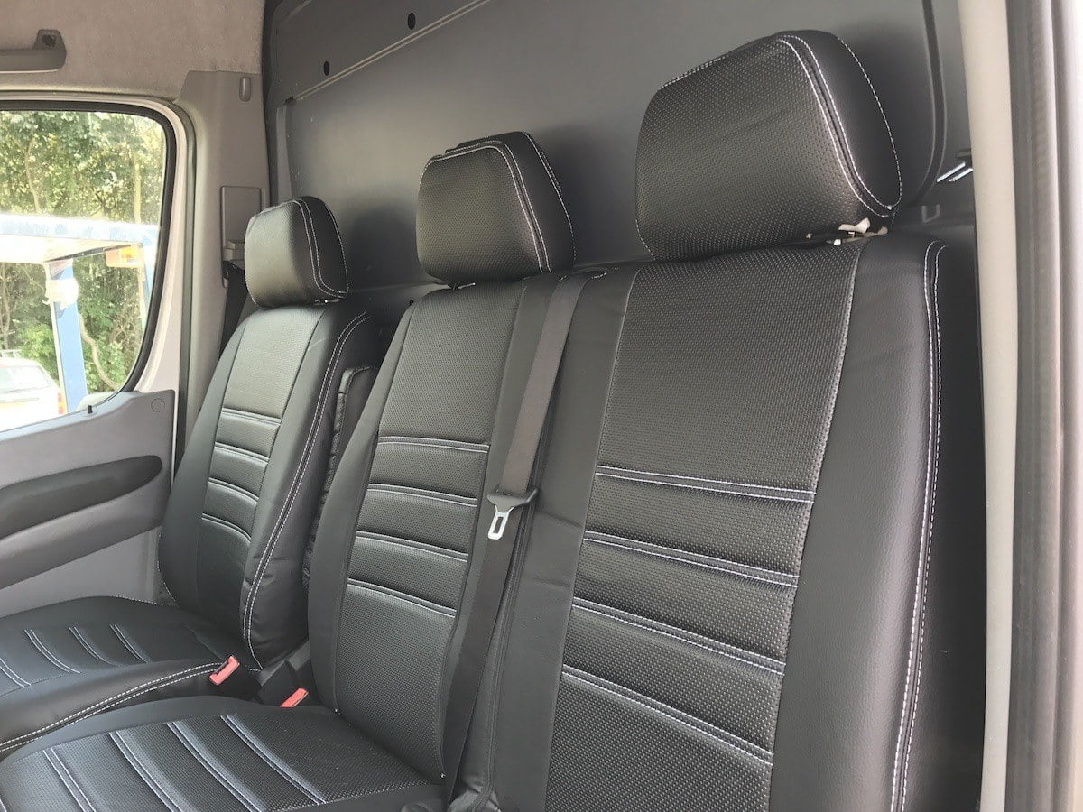 Volkswagen Crafter Punched Leather Style Seat Covers - Black - Image 3