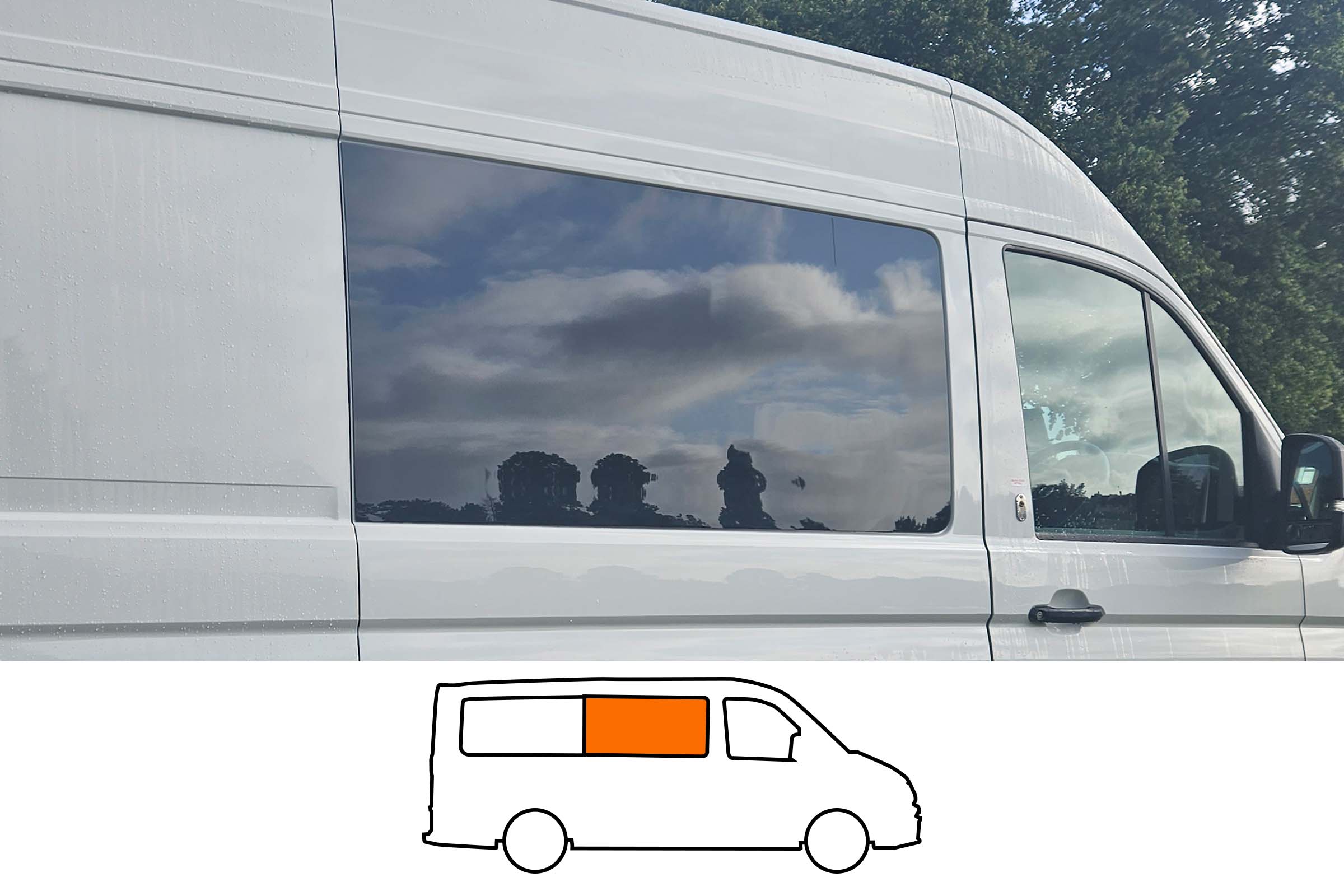 Crafter/TGE 2017> O/S/F Fixed Window in Privacy Tint MWB/LWB/LWB+