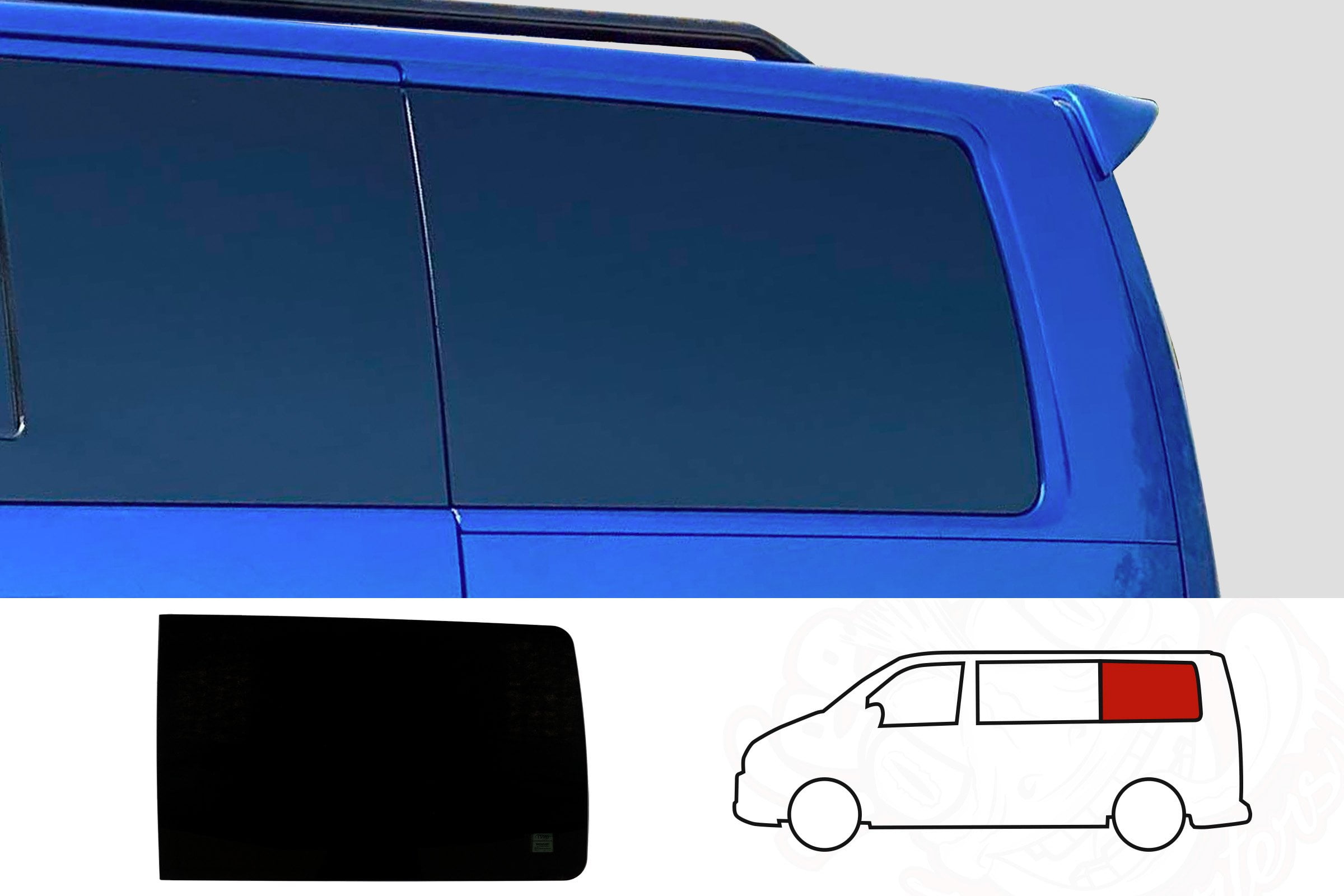 VW T5/T5.1/T6/T6.1 N/S/Rear Quarter (SWB) *BLACKOUT* Window (Nearside)