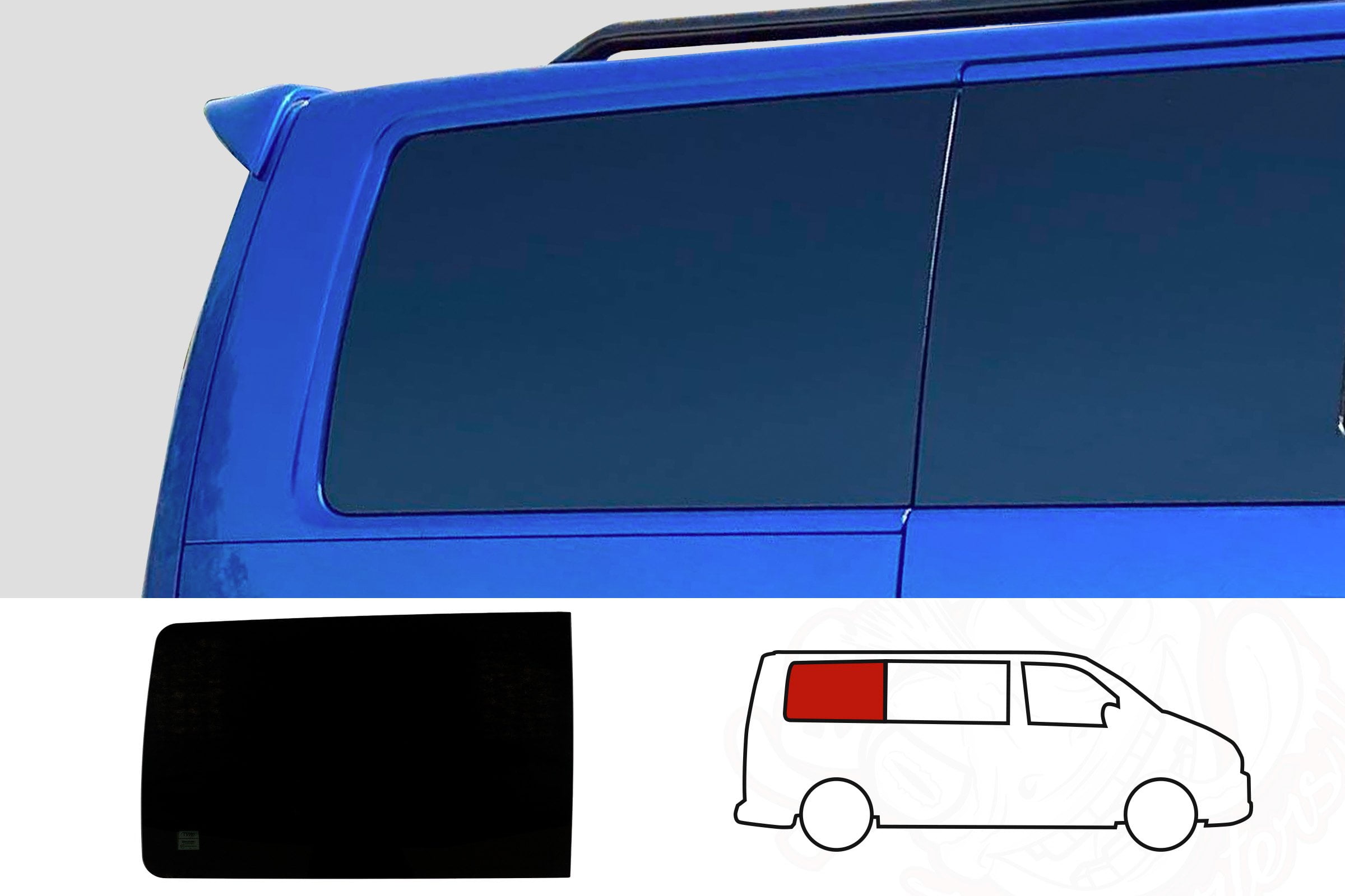 VW T5/T5.1/T6/T6.1 O/S/Rear Quarter (SWB) *BLACKOUT* Window (Offside)
