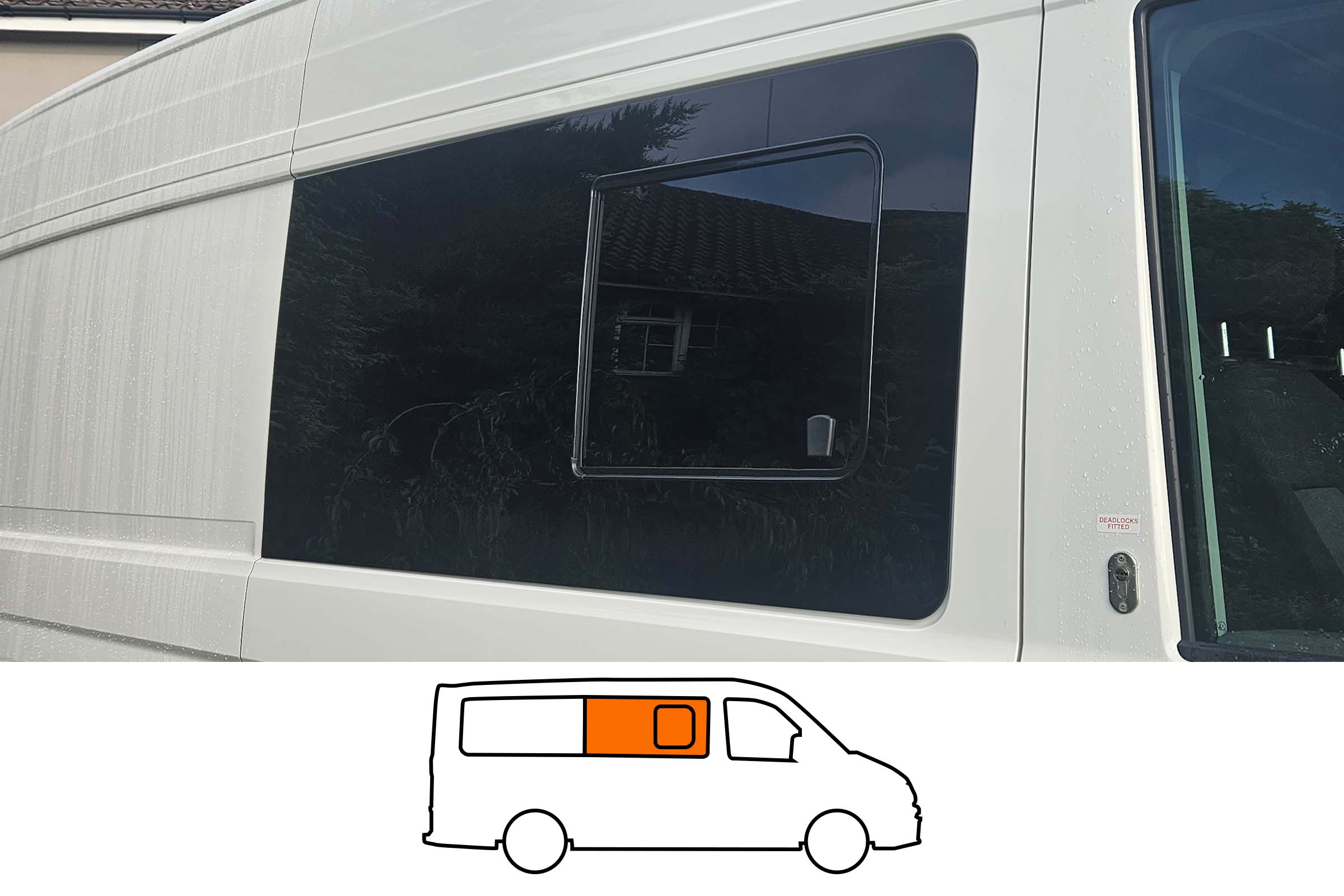 Crafter/TGE 2017> O/S/F Opening Window in Privacy Tint MWB/LWB/LWB+