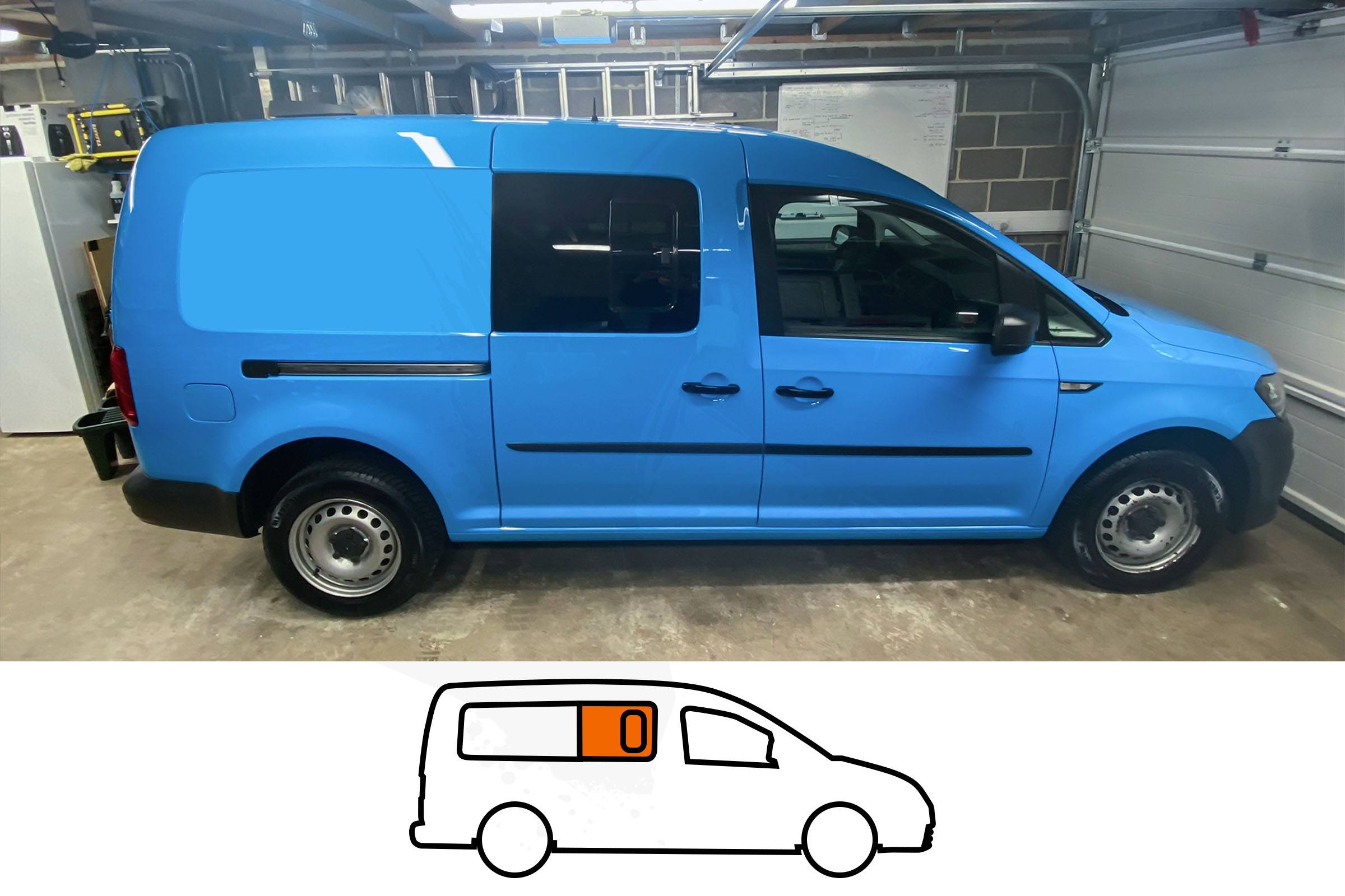VW Caddy Maxi MK1 08-20 O/S/F Opening Window in Privacy Tint