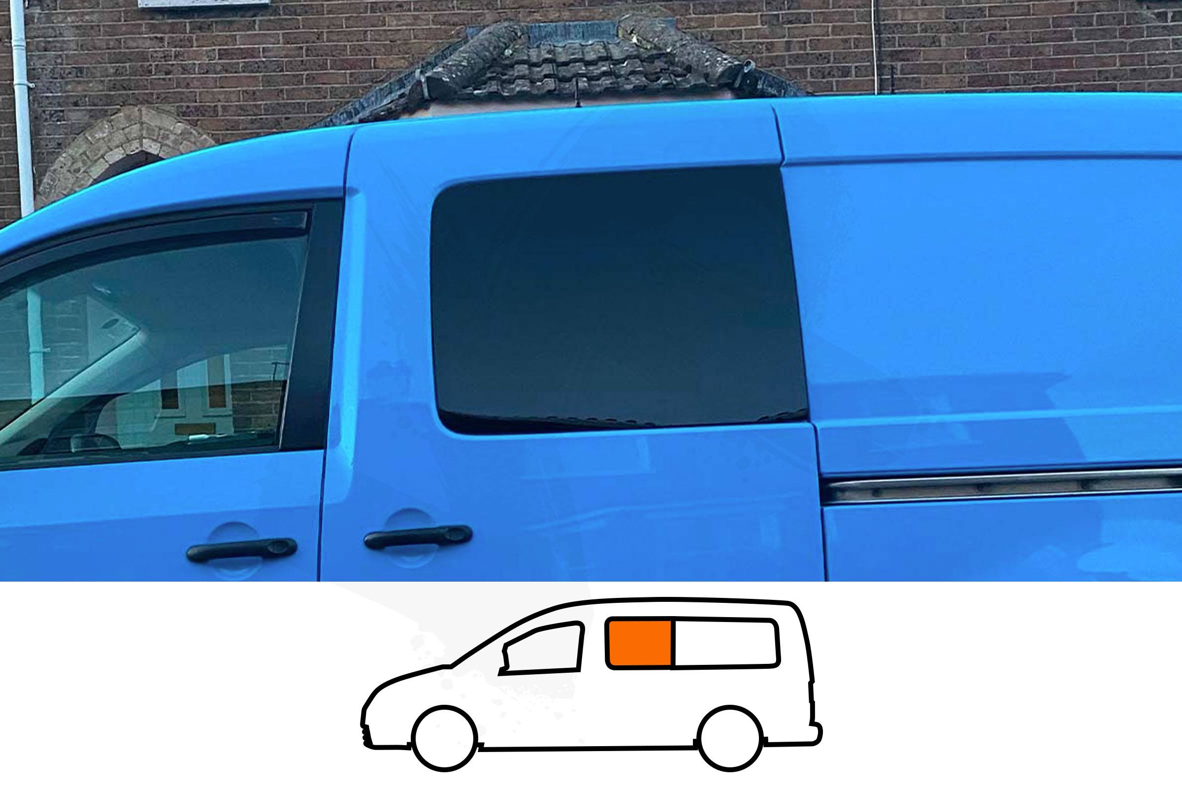 Volkswagen Caddy Maxi 2008> N/S/F Fixed Window in Privacy Tint