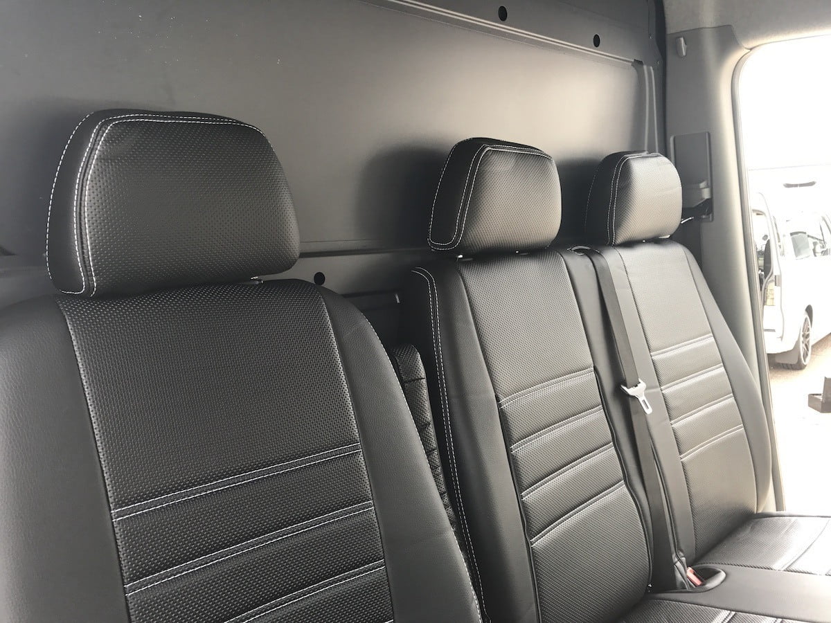 Mercedes Sprinter Punched Leather Style Seat Covers – Black - Image 3
