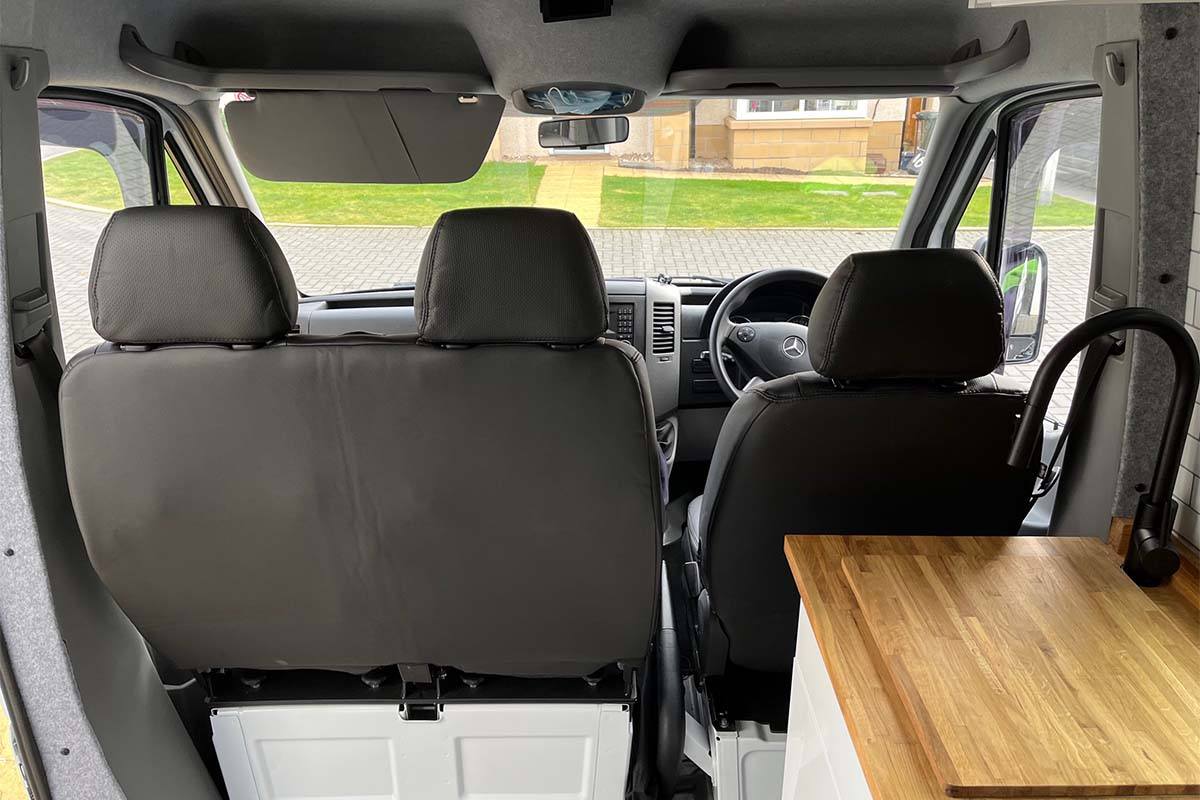 Mercedes Sprinter Punched Leather Style Seat Covers – Black - Image 4
