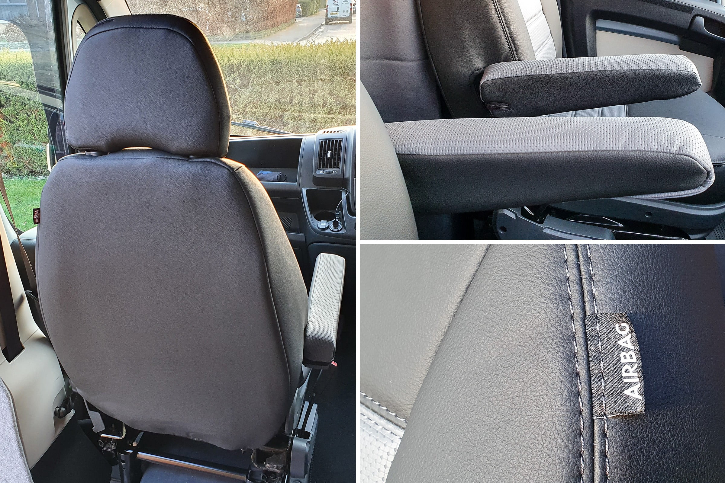 Ducato/Relay/Boxer Punched Leather Style Seat Covers - Grey - Image 3