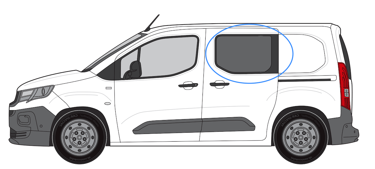 Vauxhall Combo 2019> N/S/F Fixed Window in Privacy Tint
