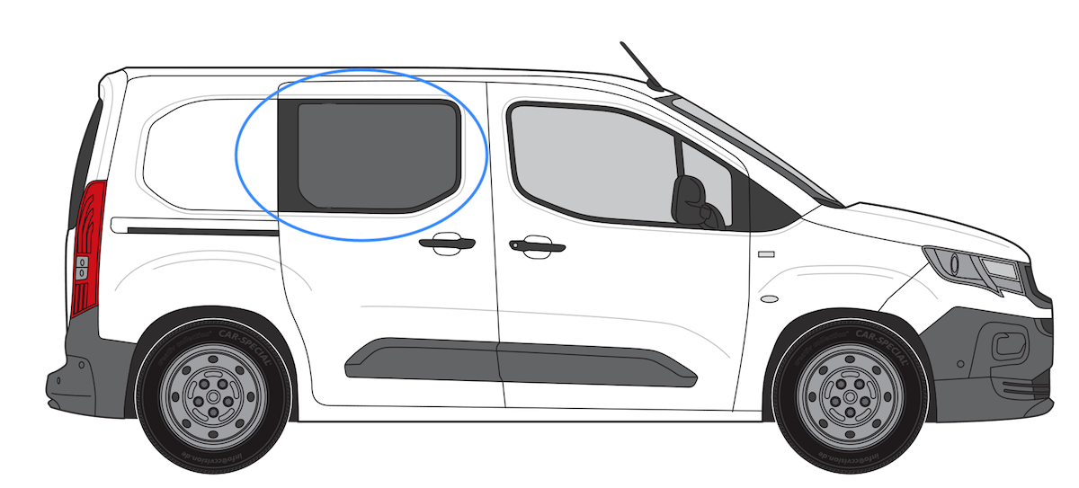 Toyota Proace City 2021> O/S/F Fixed Window in Privacy Tint