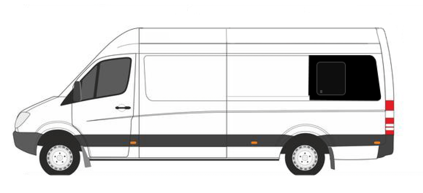 Mercedes Sprinter (LWB/XLWB) N/S/R Opening Window in Privacy Tint - Image 3