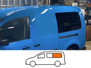 VW Caddy Maxi N/S/R Fixed Window in Privacy Tint