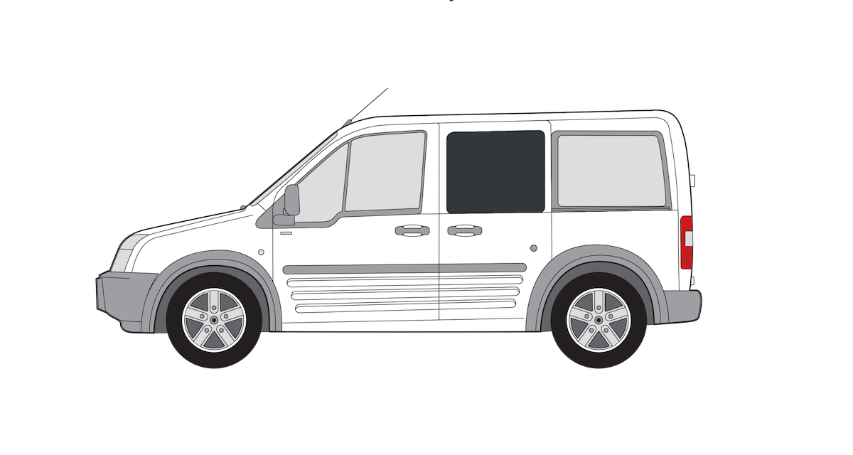 Transit Connect MK1 N/S/F Fixed Window in Privacy Tint SWB
