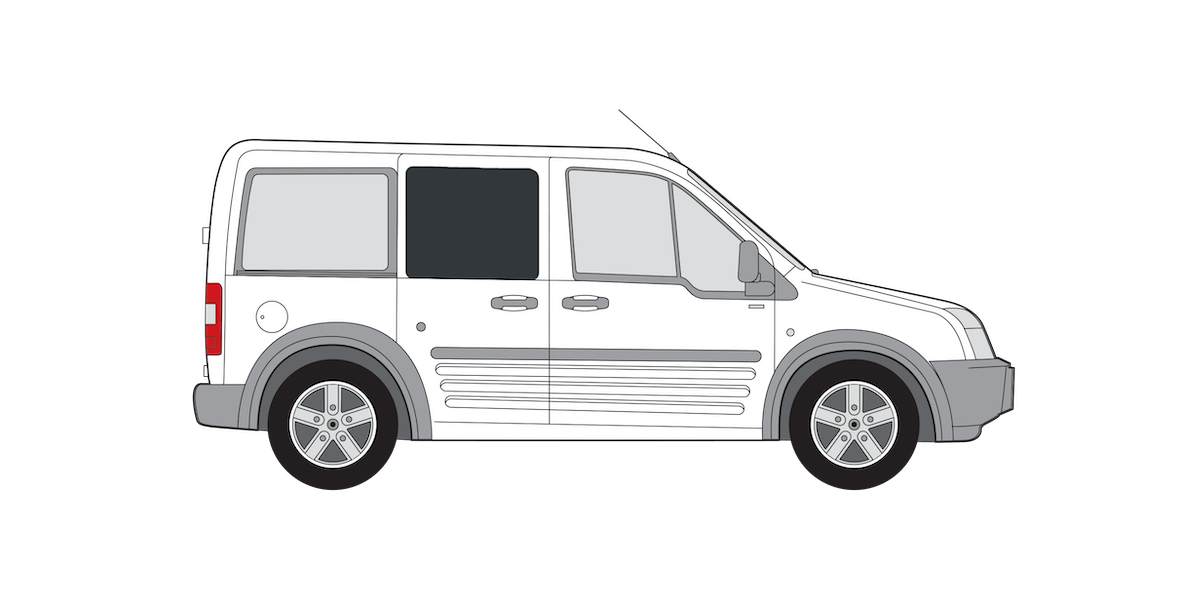 Transit Connect MK1 O/S/F Fixed Window in Privacy Tint SWB