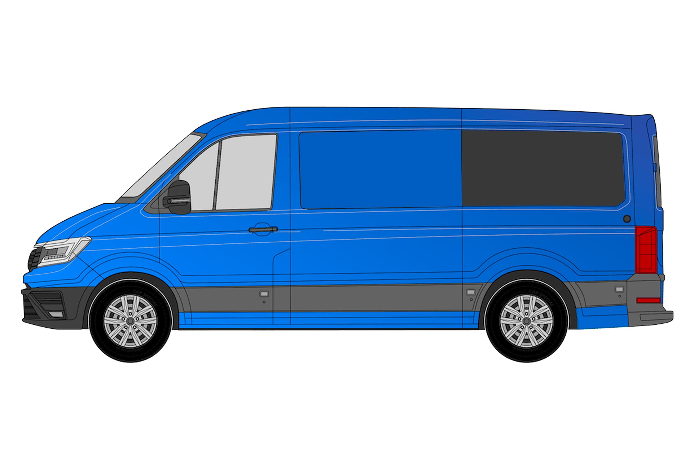 Crafter/TGE 2017> (MWB) N/S/Rear 1/4 Fixed Window in Privacy Tint