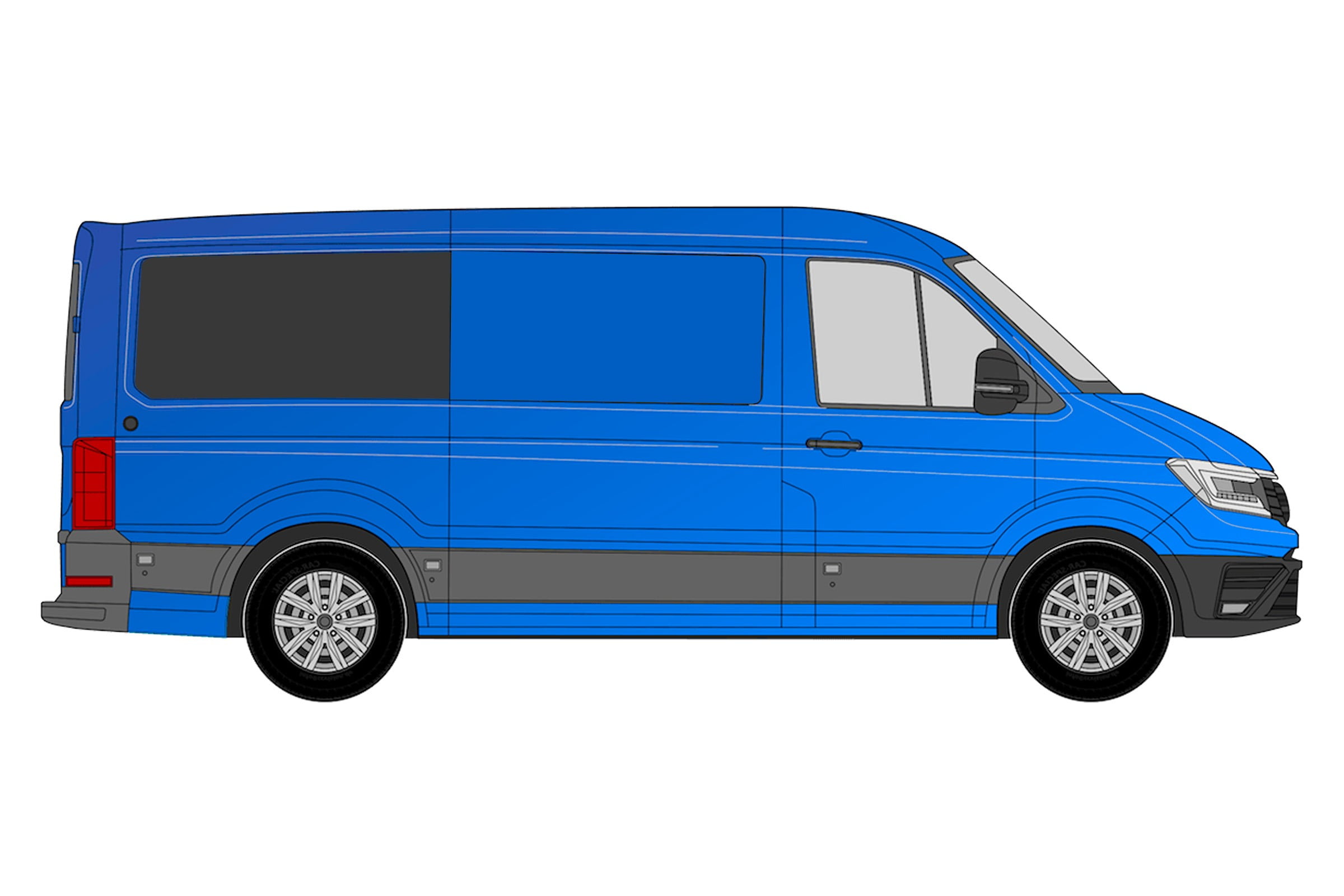 Crafter/TGE 2017> (MWB) O/S/Rear 1/4 Fixed Window in Privacy Tint