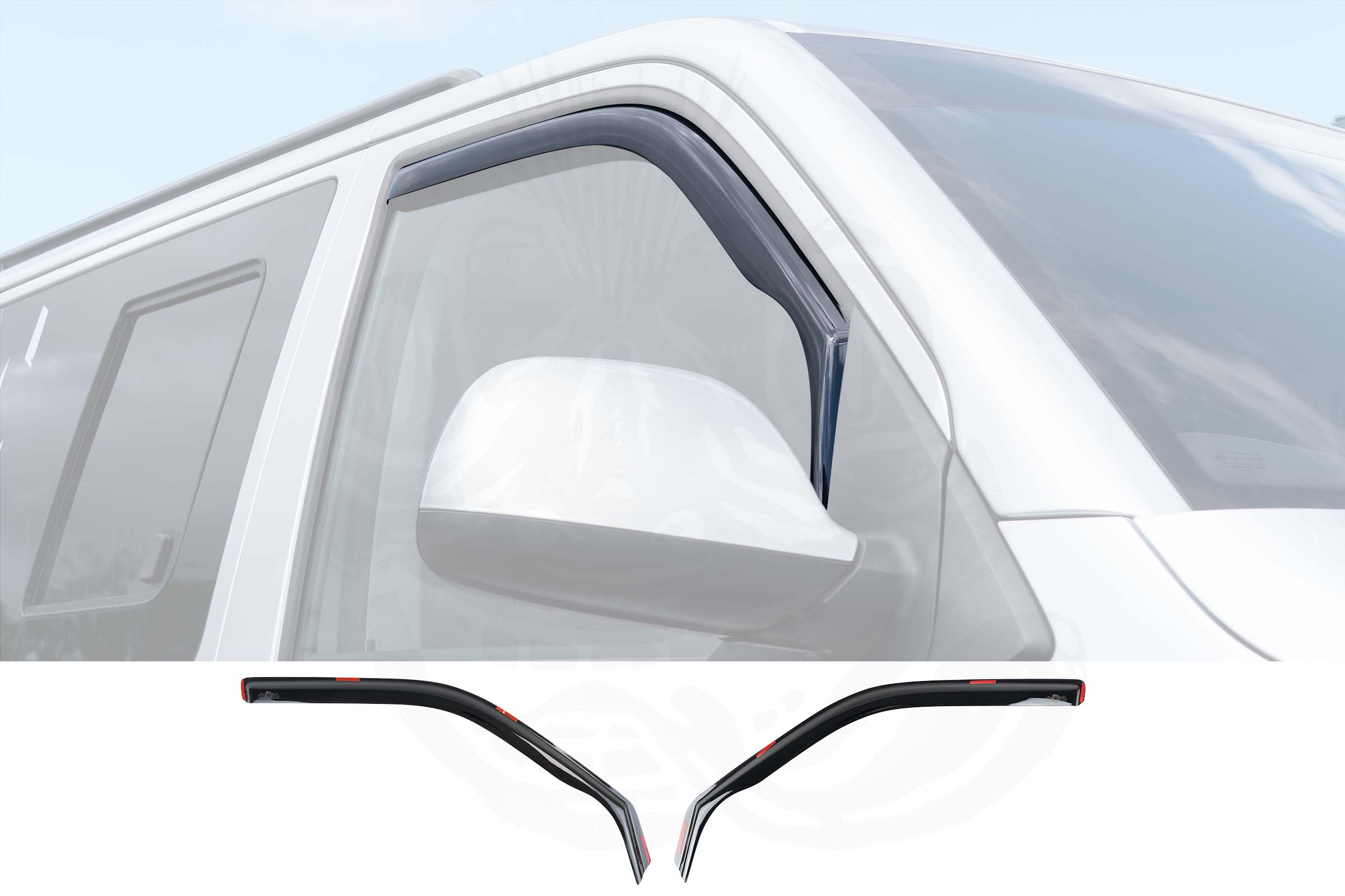 VW T5/T5.1 DUB Style Black Wind Deflectors (In-Channel) - Image 2
