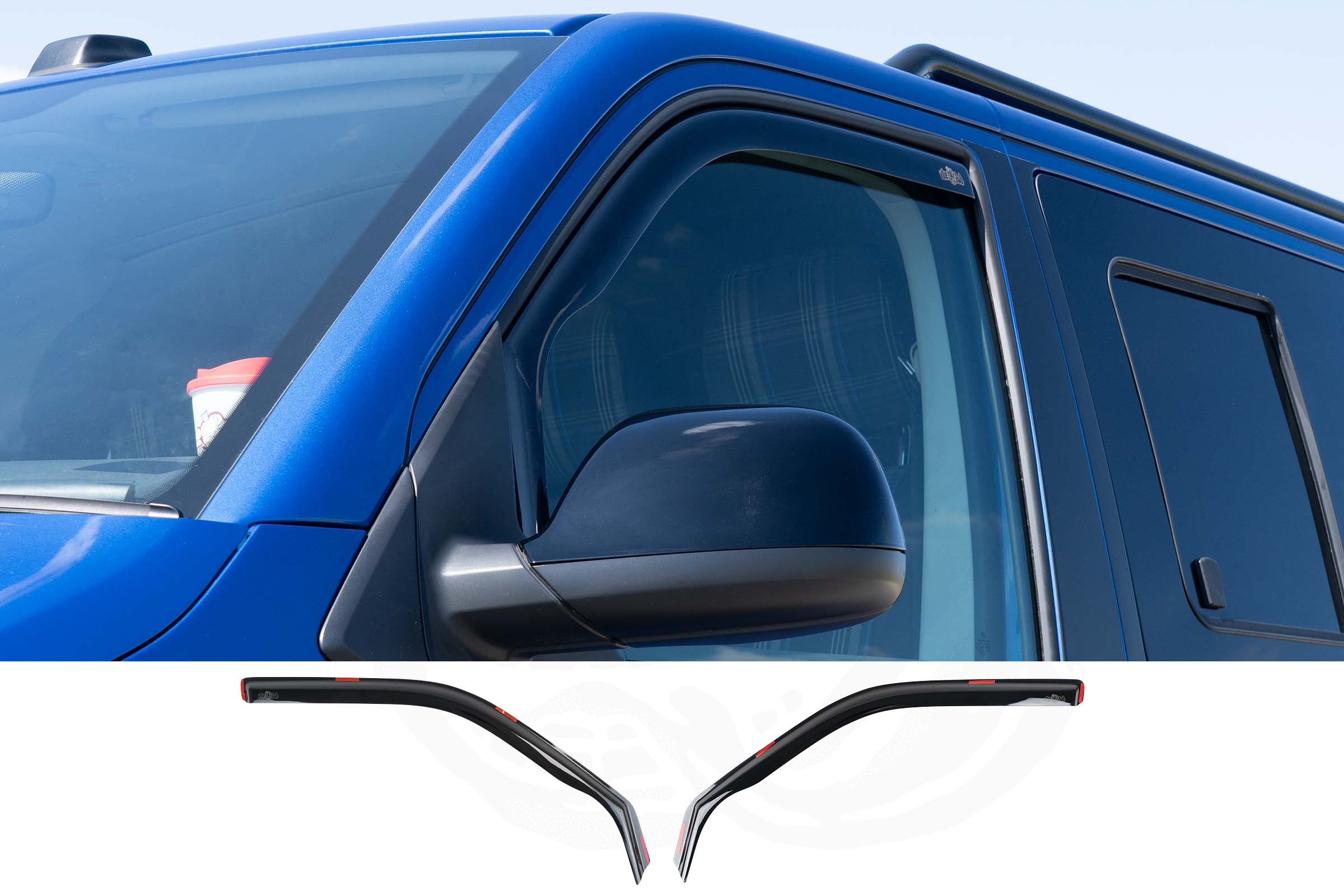 VW T6/T6.1 DUB Style Black Wind Deflectors (In-Channel)