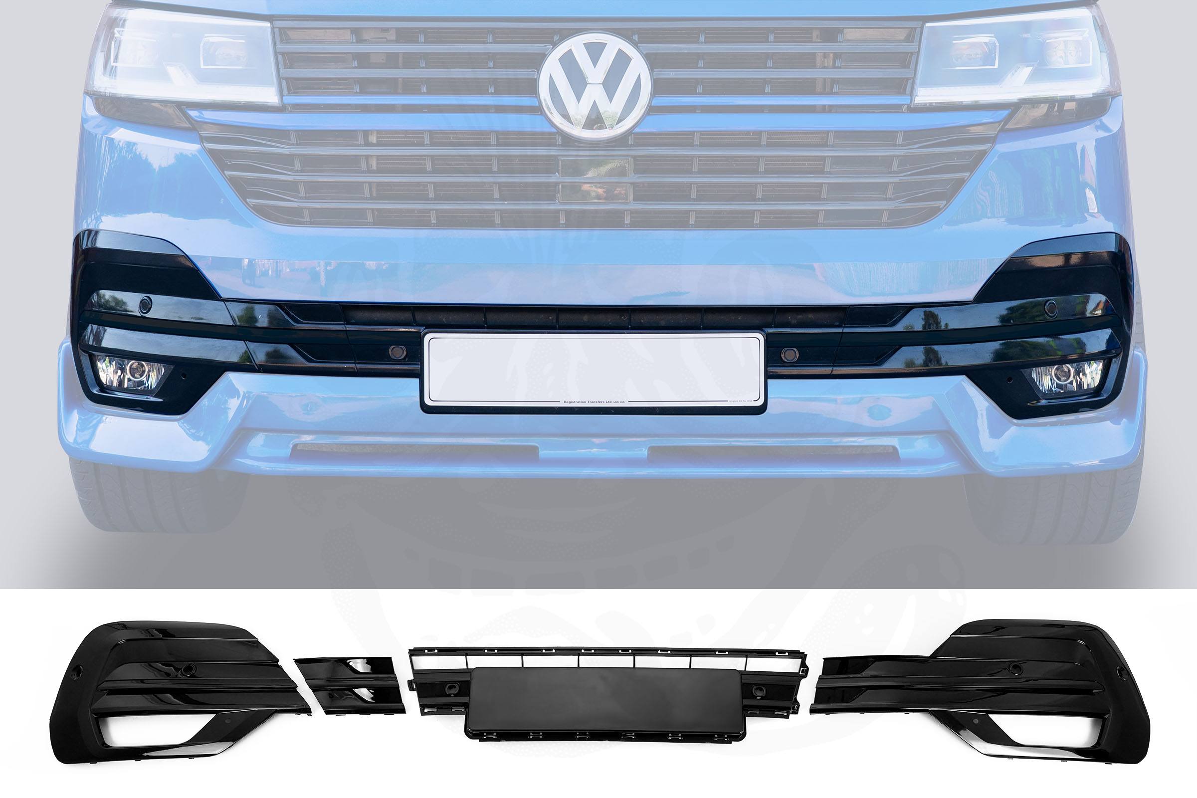 VW T6.1 Gloss Black Front Bumper Grille Inserts - Image 2