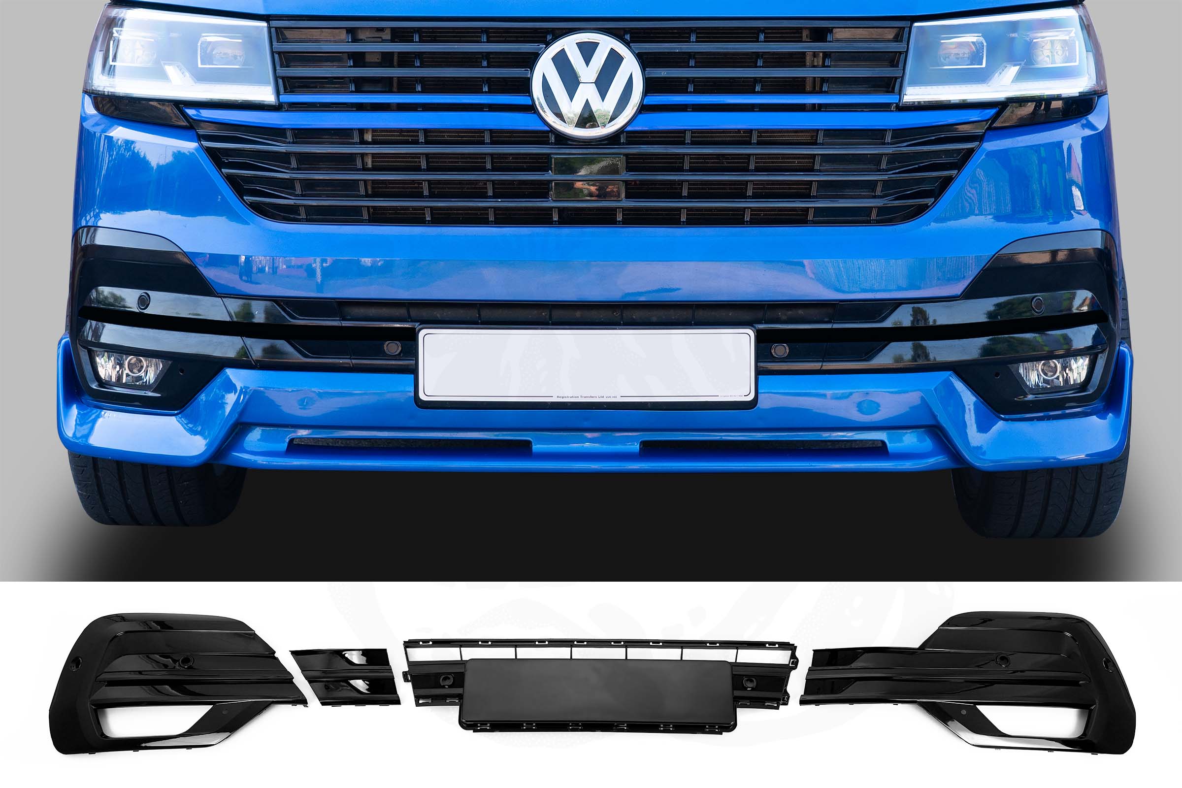 VW T6.1 Gloss Black Front Bumper Grille Inserts