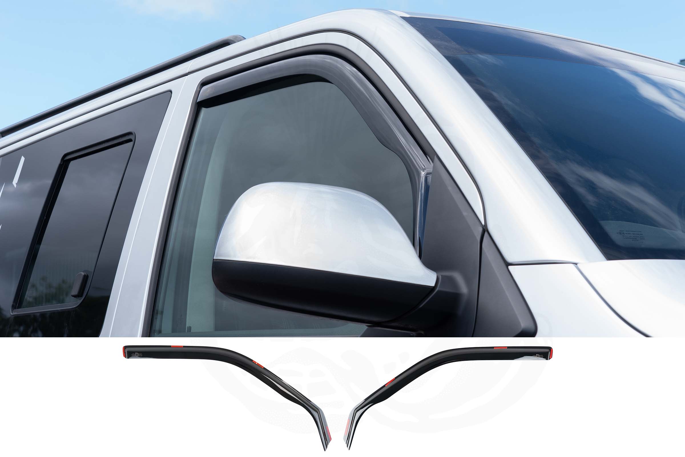 VW T5/T5.1 DUB Style Black Wind Deflectors (In-Channel)