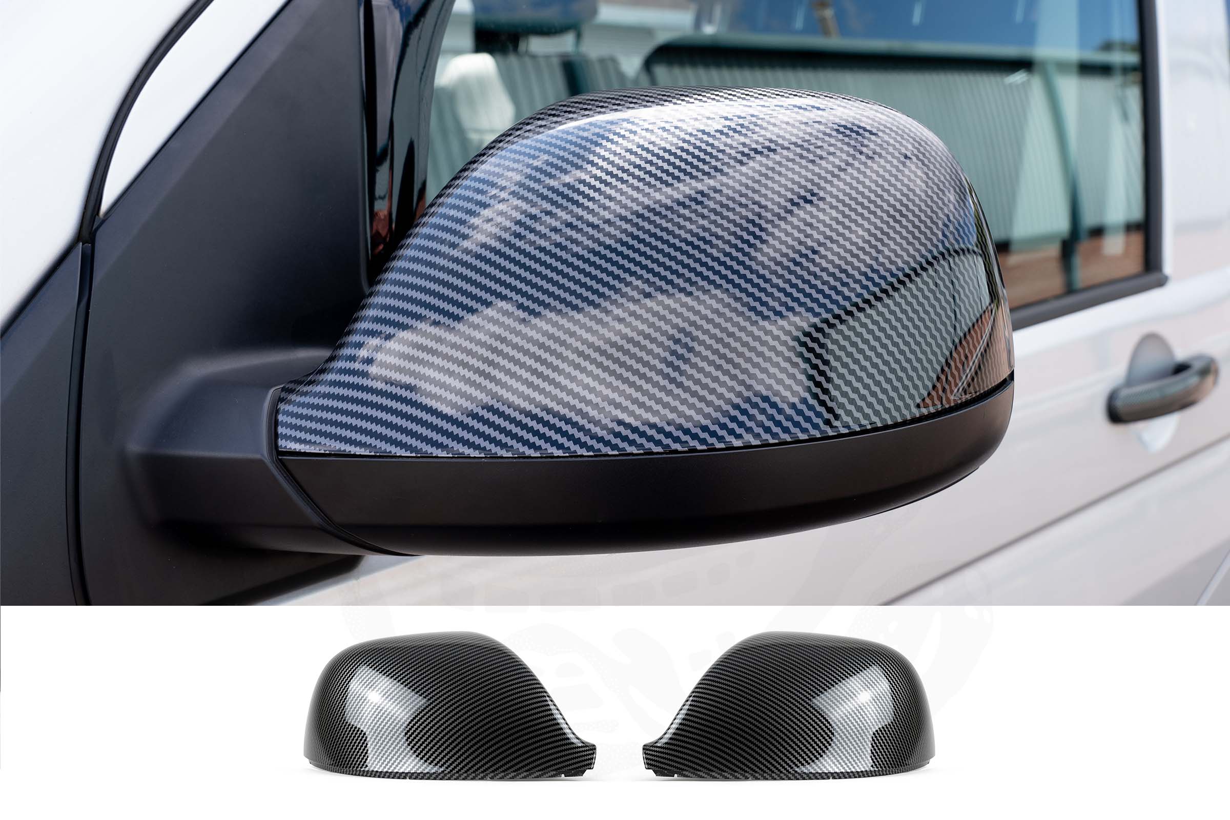 VW T5.1 Pair Of Wing Mirror Covers - Carbon Fibre Effect