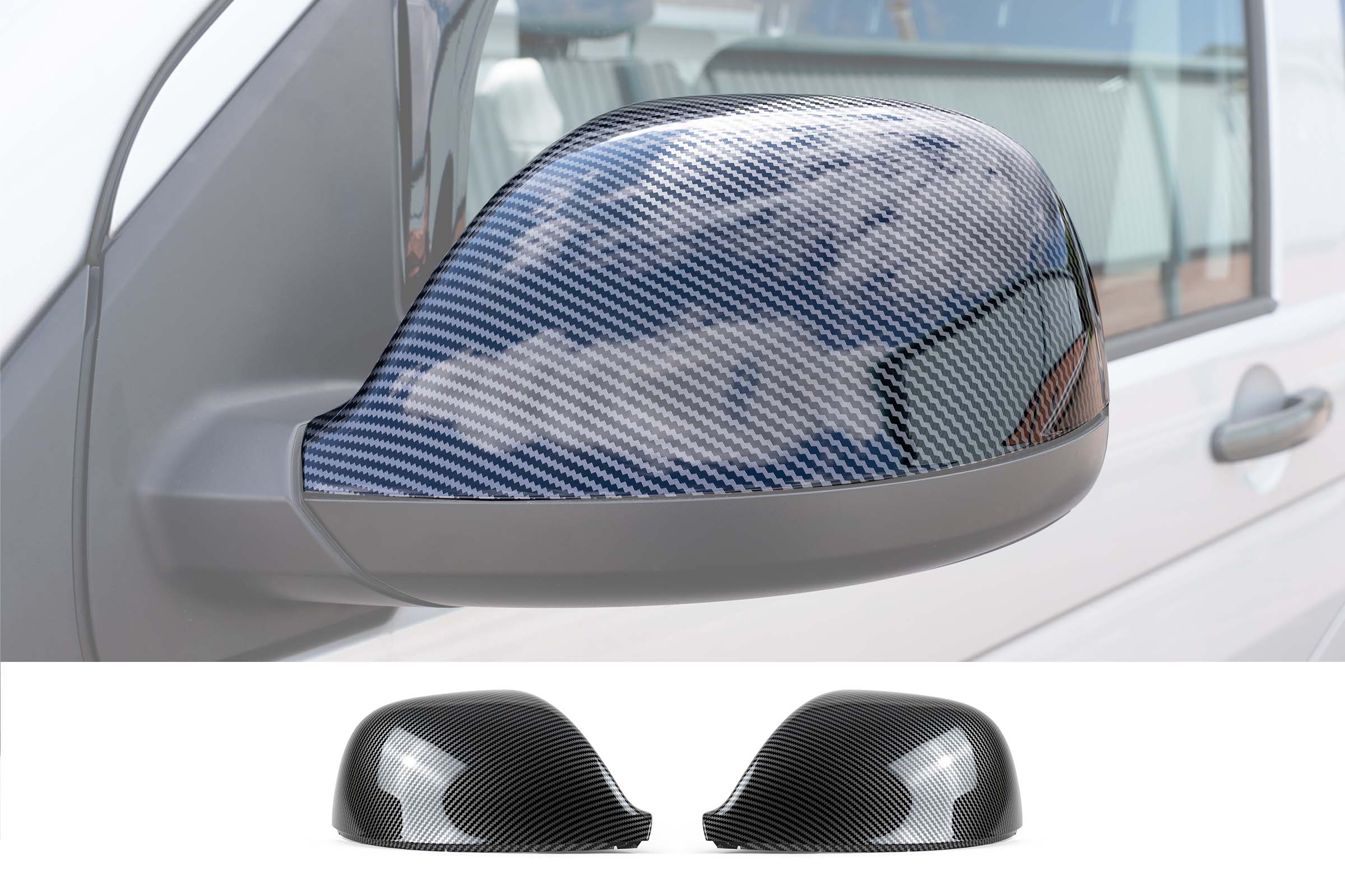 VW T5.1 Pair Of Wing Mirror Covers - Carbon Fibre Effect - Image 2