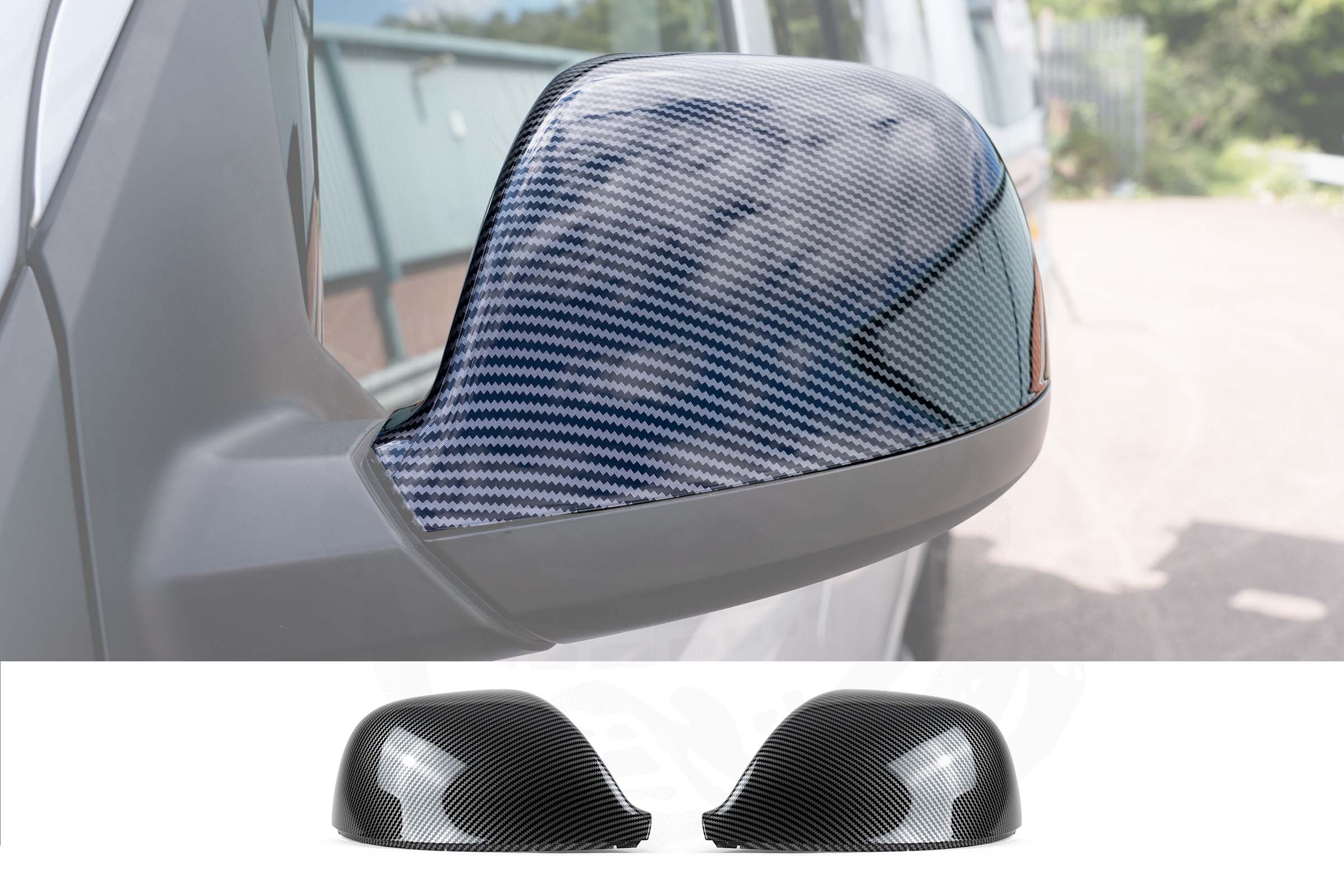 VW T6/T6.1 Pair Of Wing Mirror Covers - Carbon Fibre Effect - Image 2