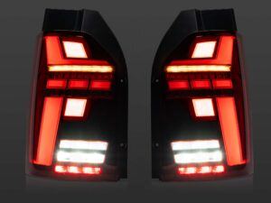 VW T6.1 Red & Clear LED Rear Lights With Dynamic Indicator – Tailgate - Image 3