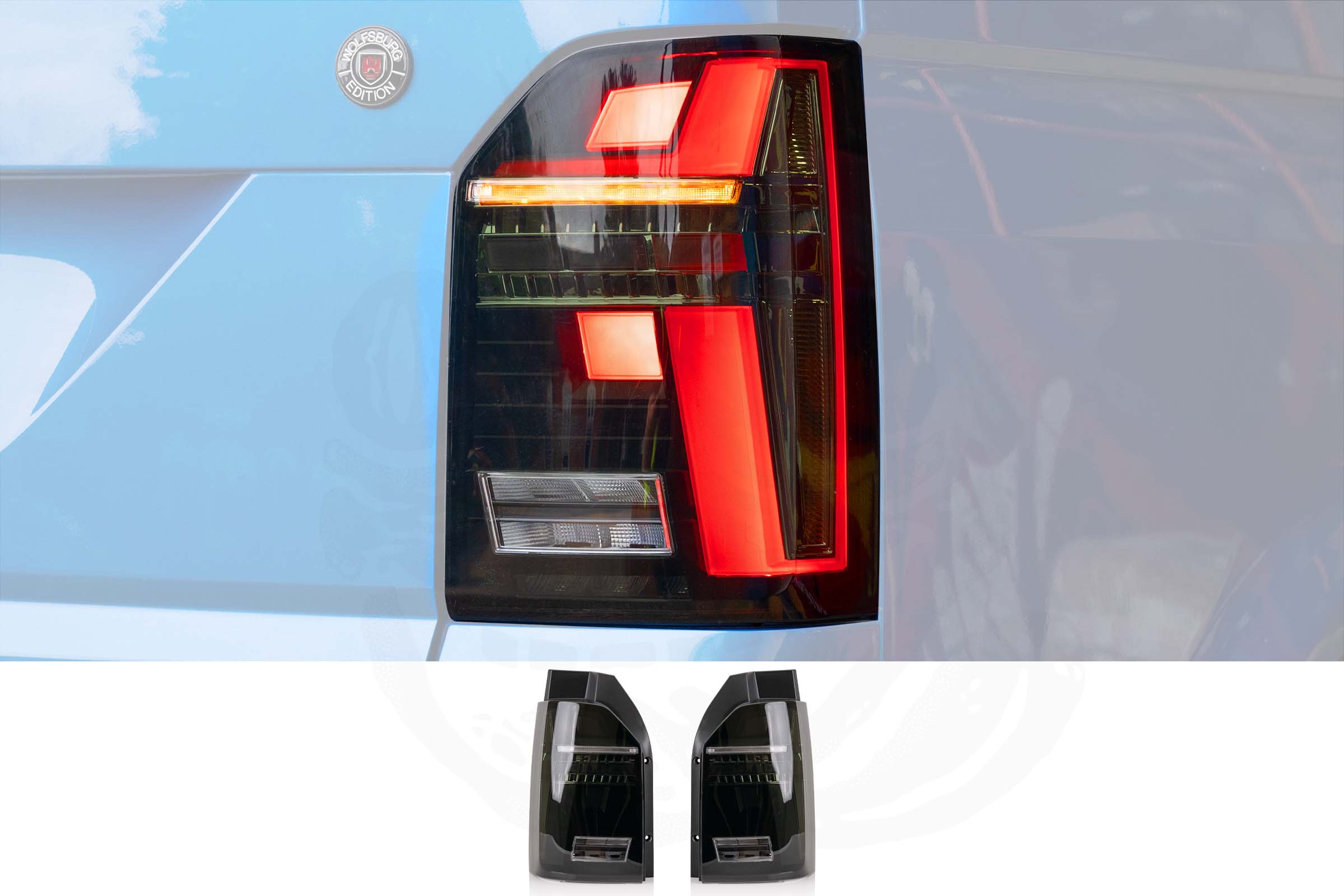 VW T6.1 Smoked LED Rear Lights With Dynamic Indicator – Tailgate - Image 2