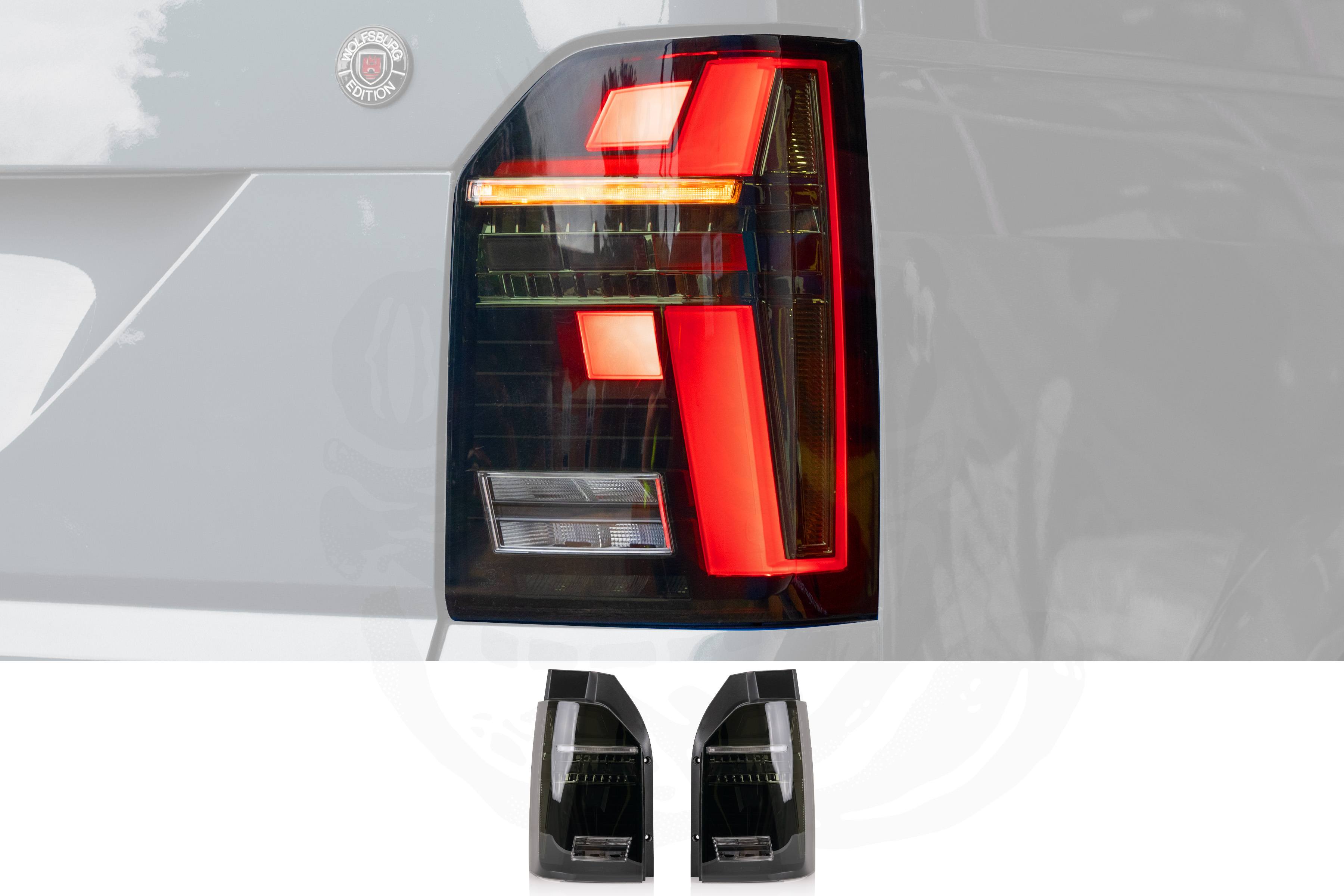 VW T6 Smoked LED Rear Lights With Dynamic Indicator – Tailgate - Image 2