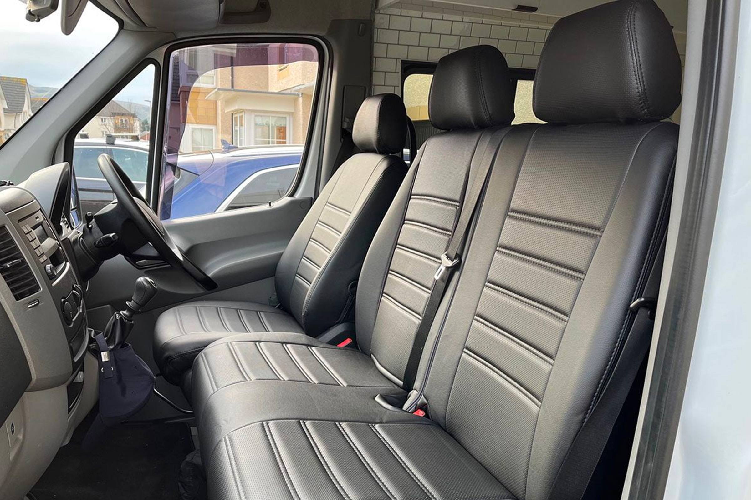 Mercedes Sprinter 18> Punched Leather Style Seat Covers - Black