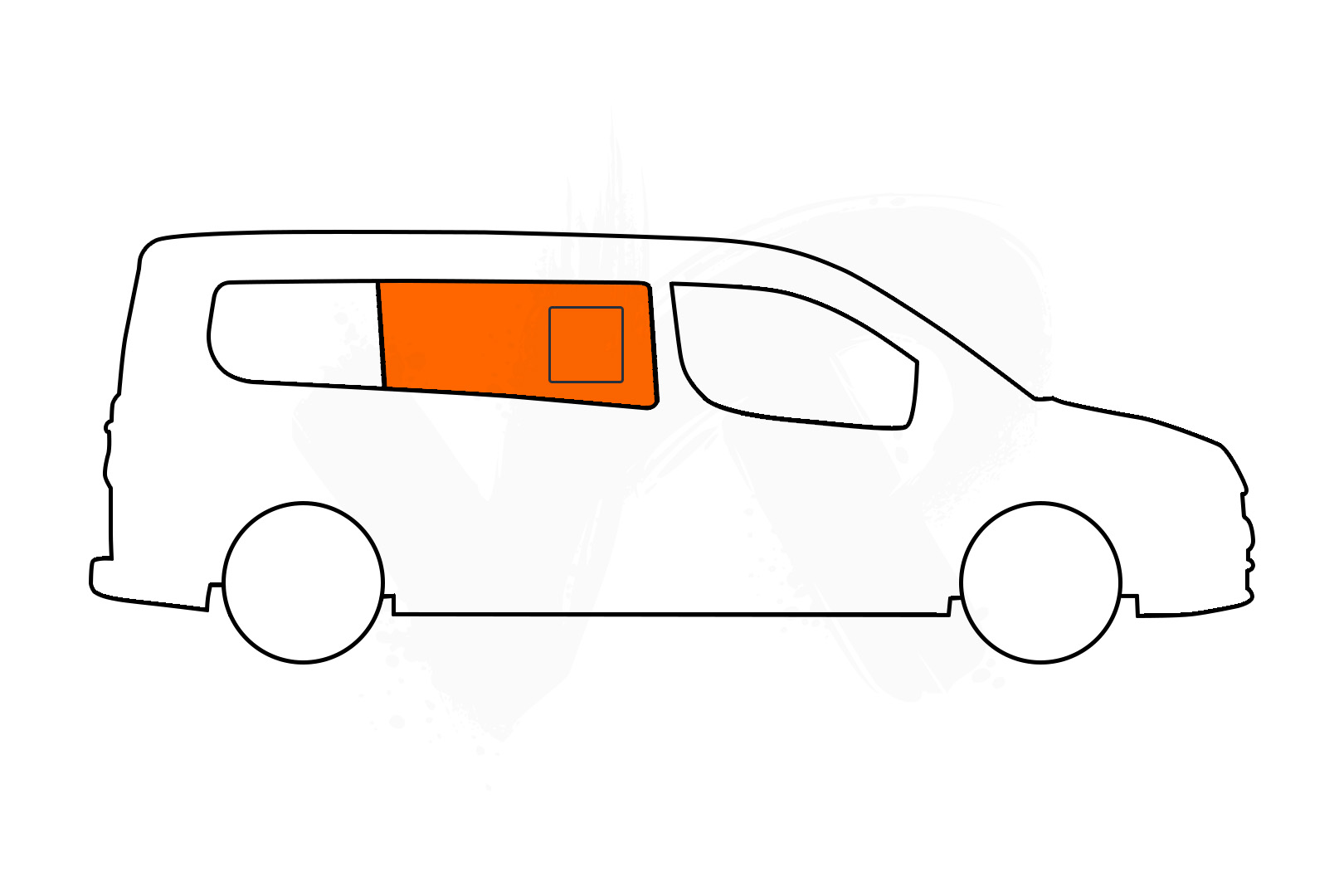 Transit Connect MK2 LWB O/S Front Opening Window In Privacy Tint