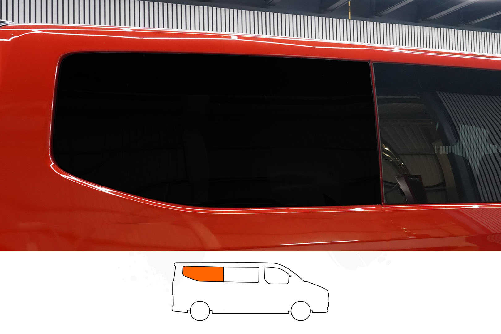 VW T7 2025> / Ford Transit Custom (MK2) 2024> (Mk2) O/S Rear Quarter (LWB L2) *BLACKOUT* Window